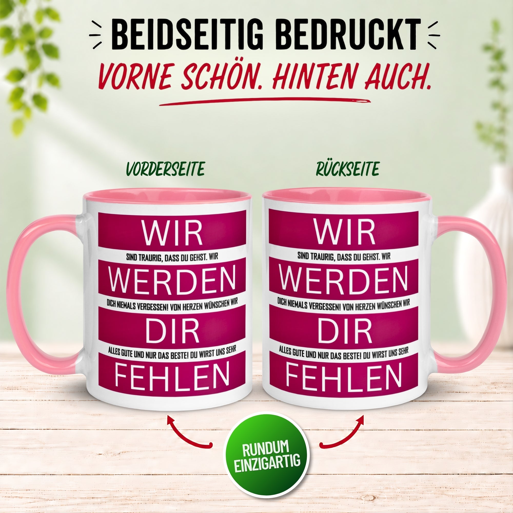 Tasse Abschied – „Wir werden dir fehlen“ – Abschiedsgeschenk Kollegin