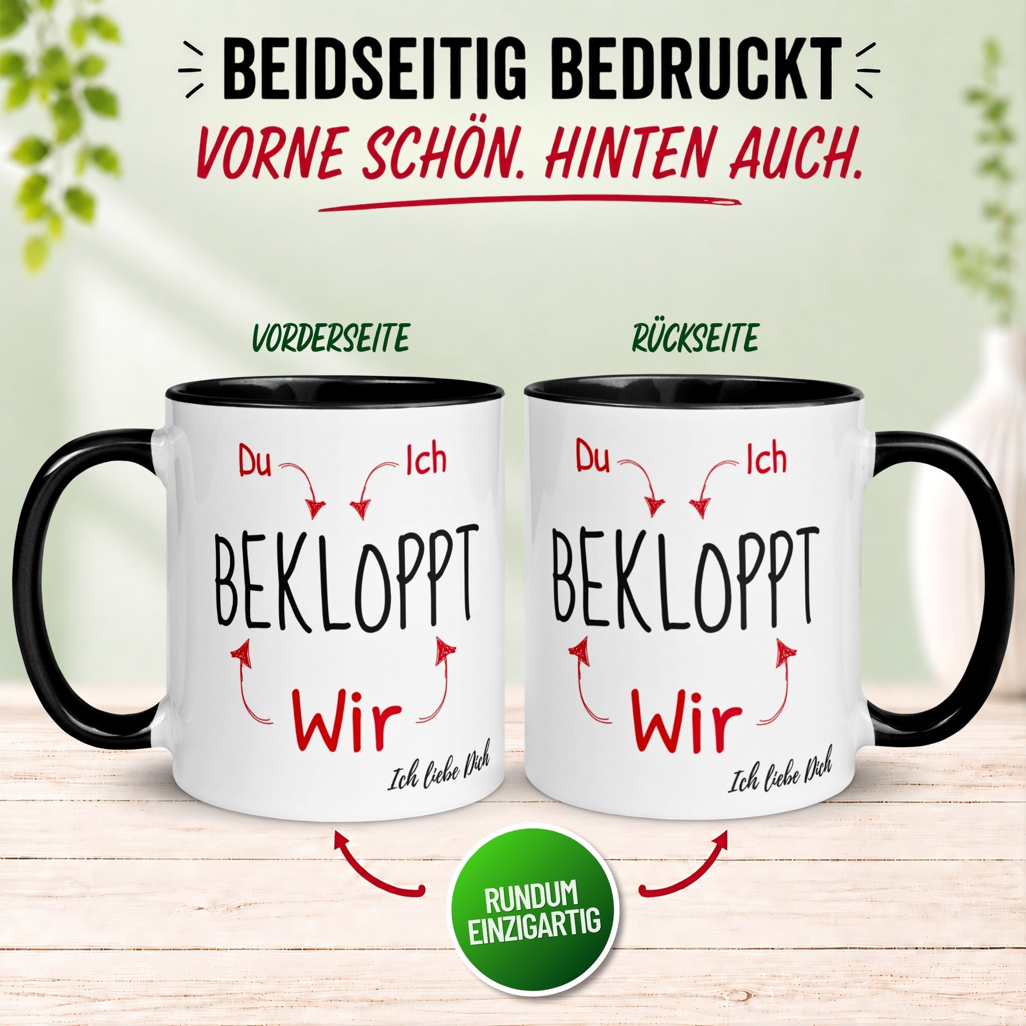 Tasse Liebe – „Du Ich Wir Bekloppt“ – Ich liebe Dich Geschenk Partner Jahrestag Valentinstag