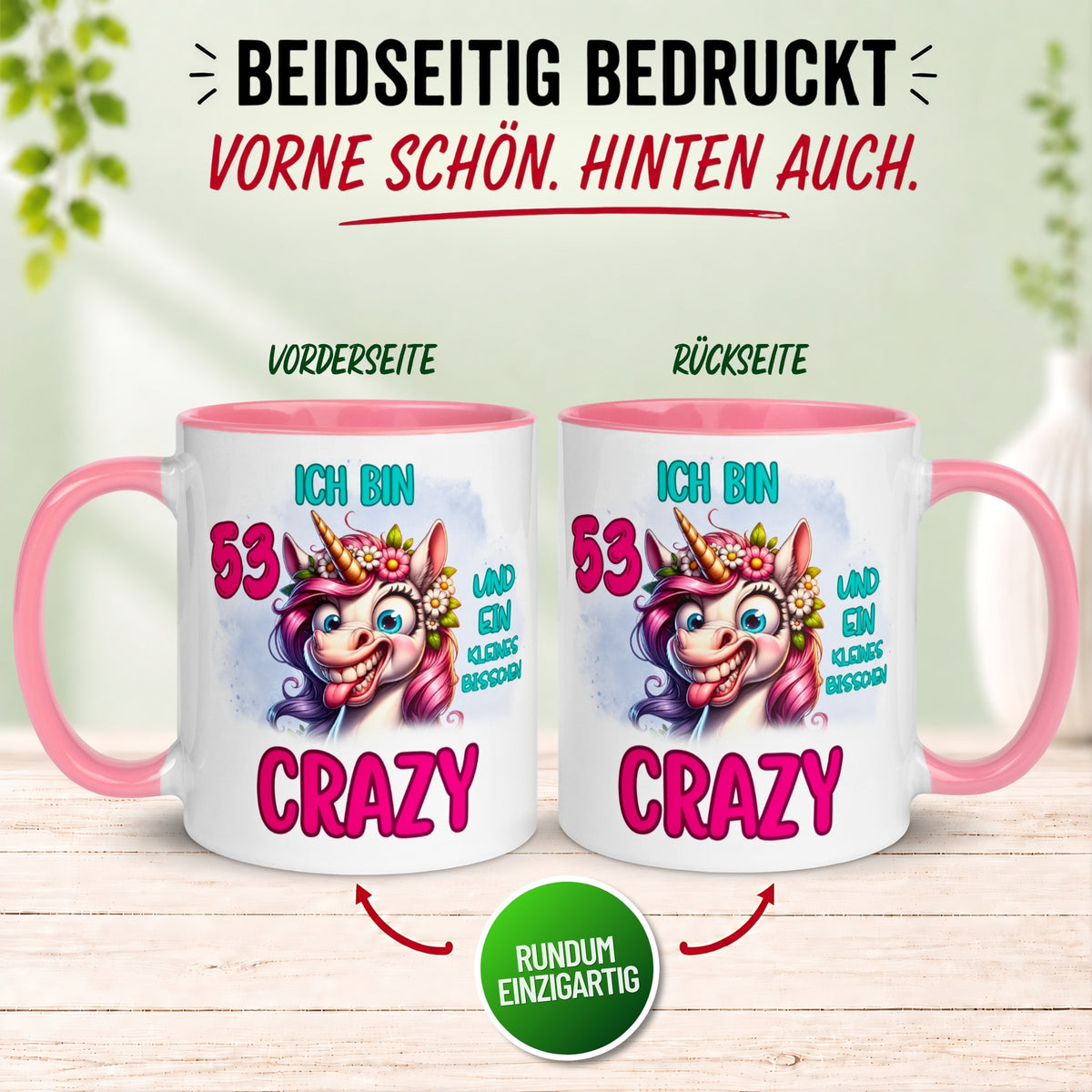 Tasse 53. Geburtstag Frau – „Ich bin 53 und ein kleines bisschen Crazy“ – Geschenk zum Geburtstag Frauen