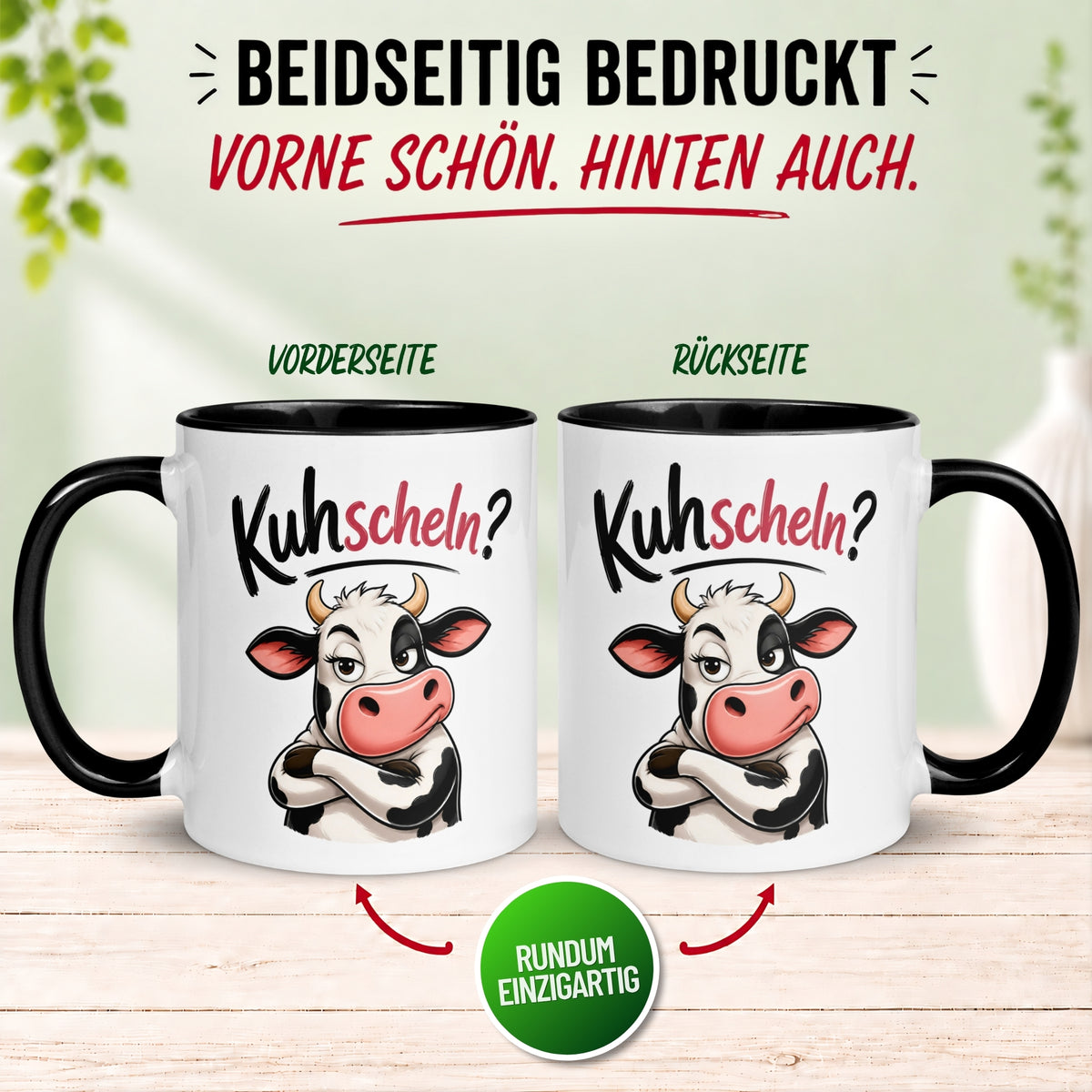 Tasse Kuh – „Kuhscheln?“ – lustiges Ich liebe Dich Geschenk