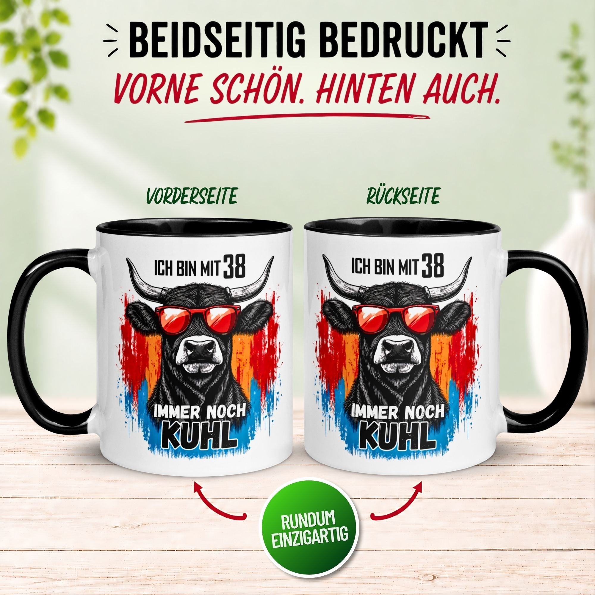 Tasse 38. Geburtstag Mann Frau – „Ich bin mit 38 immer noch Kuhl“ – Geschenk zum Geburtstag Männer Frauen