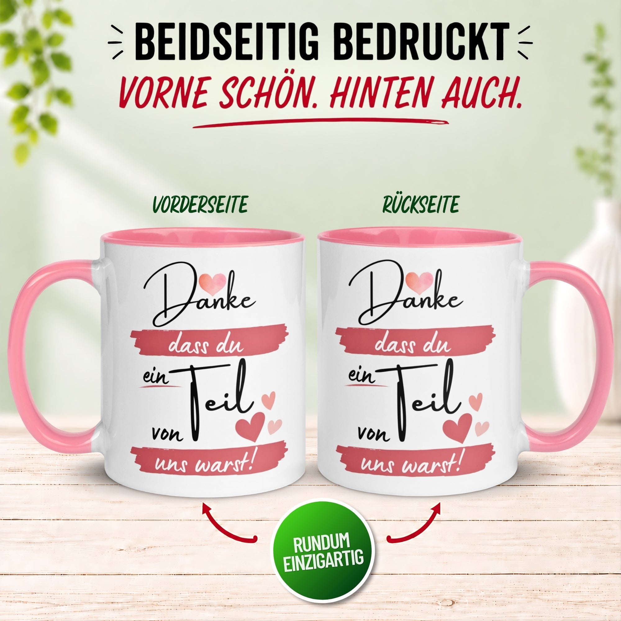 Tasse Abschied – „Danke dass du ein Teil von uns warst“ – Abschiedsgeschenk Kollegin