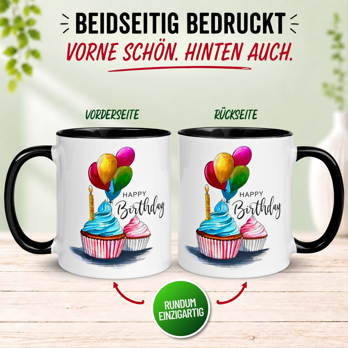 Tasse Geburtstag – „Cupcakes & Ballons“ – Geburtstagsgeschenk Mann Frau