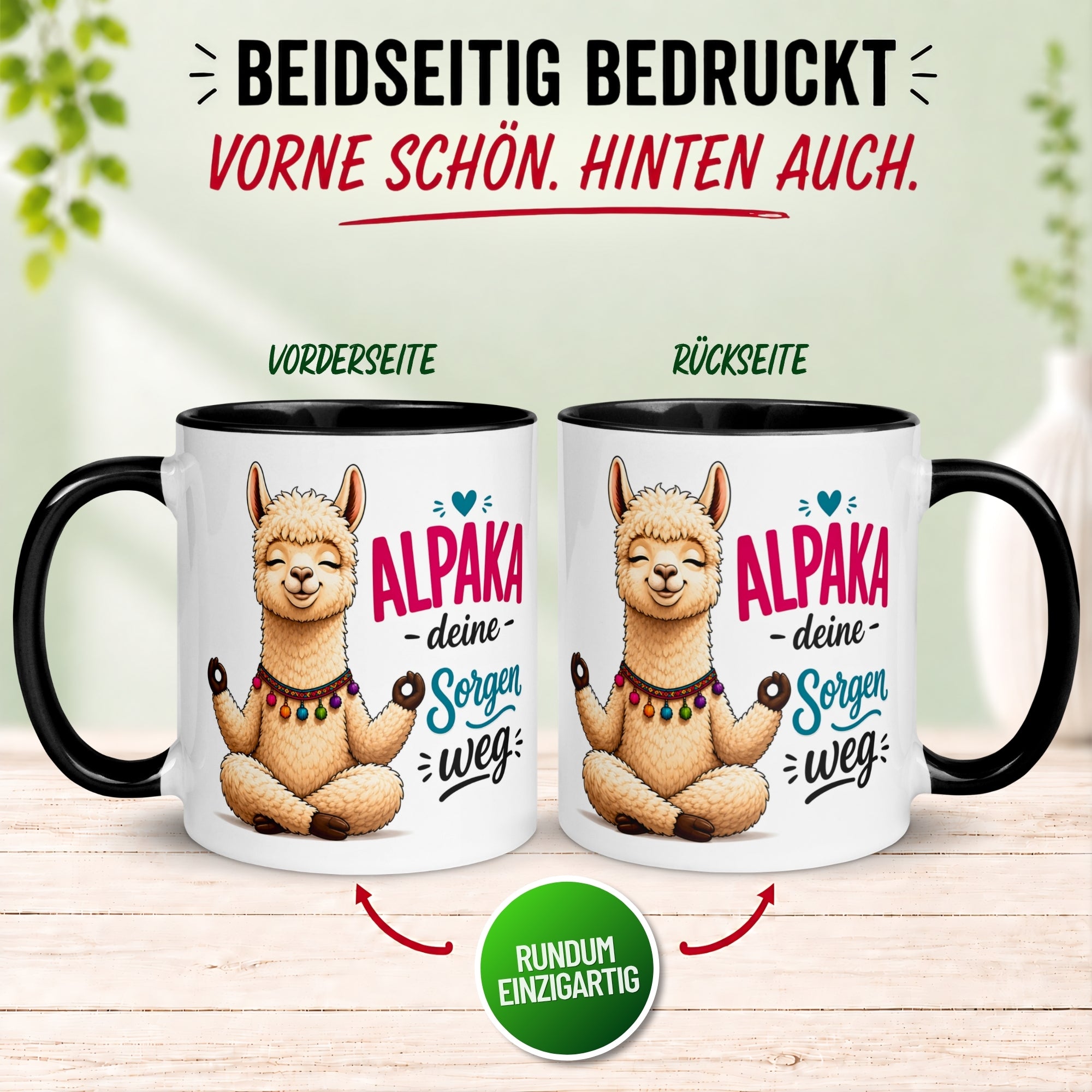 Tasse Alpaka – „Alpaka deine Sorgen weg“ – lustiger Relax Becher