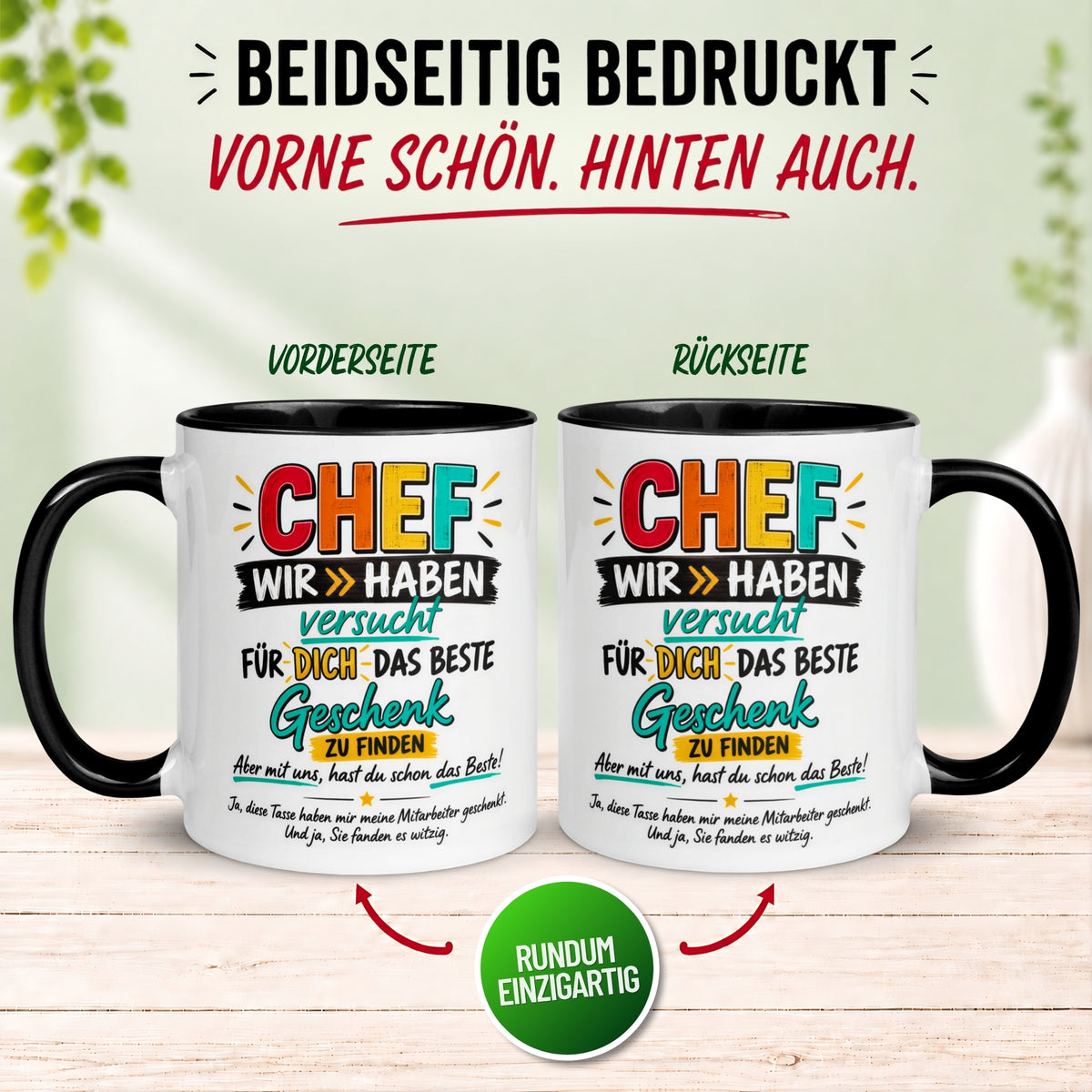 Tasse Chef – „Für dich das beste Geschenk“ – Kaffeetasse Bester Chef