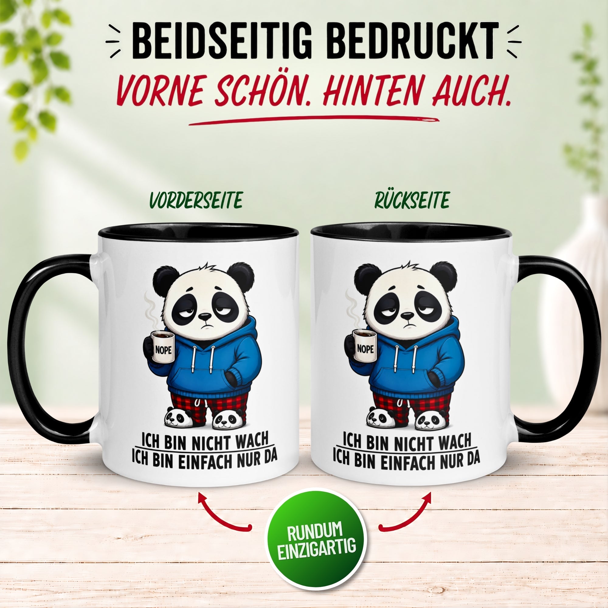 Tasse Panda – „Ich bin nicht wach - Ich bin nur da“ – lustiges Geschenk für Kollegen