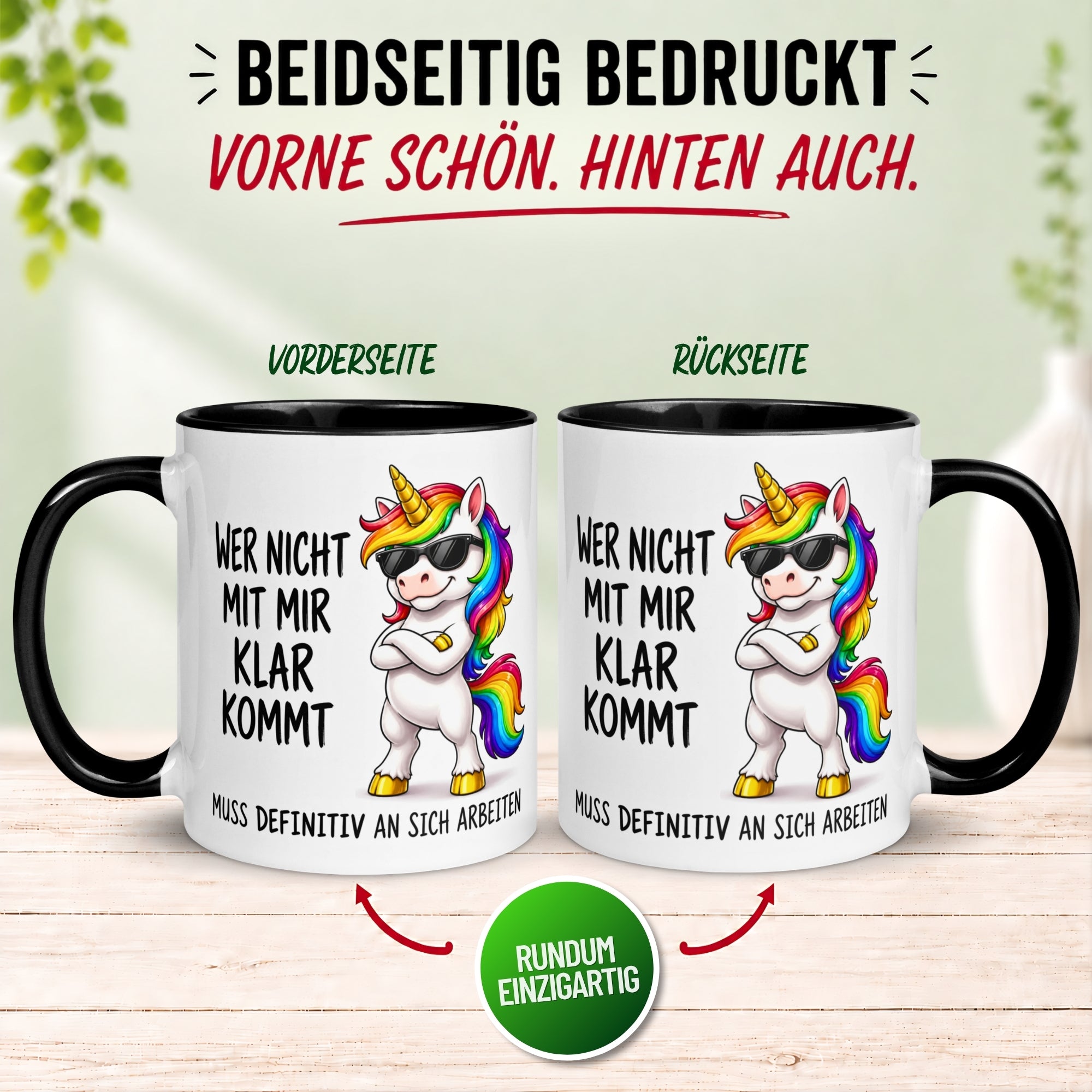 Tasse Einhorn – „Wer nicht mit mir klar kommt“ – Lustiger Geschenk Becher Frau