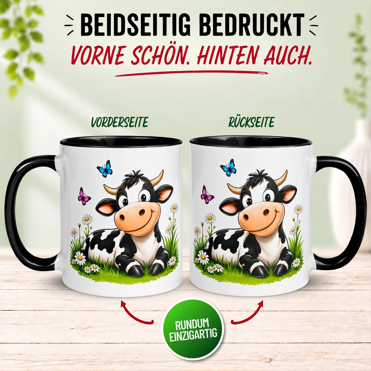 Tasse Kuh – „Süße Kuh auf der Wiese“ – Geschenk Becher für Landwirte