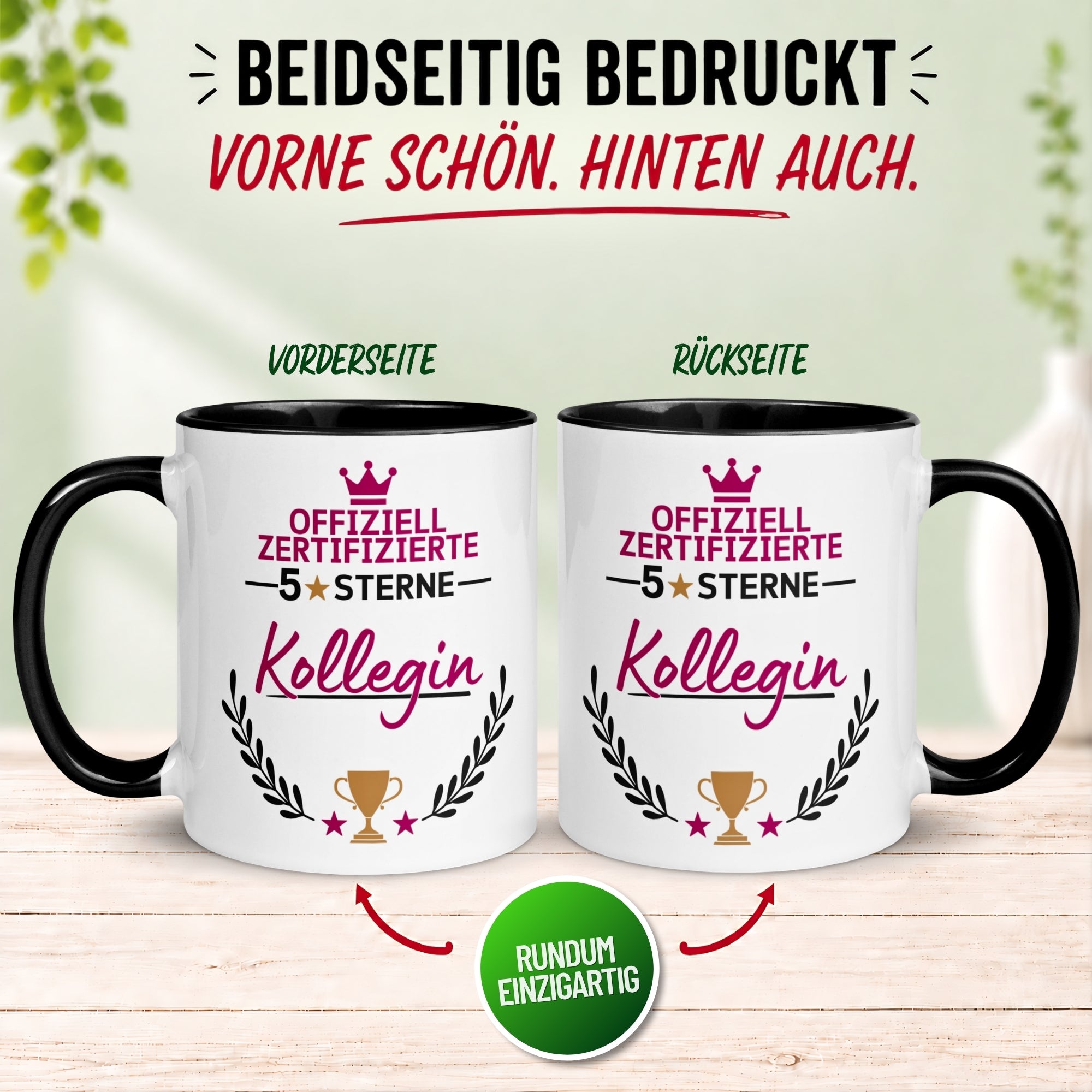 Tasse Kollegin – „Offiziell Zertifizierter 5 Sterne Kollegin“ – Geschenk zum Abschied
