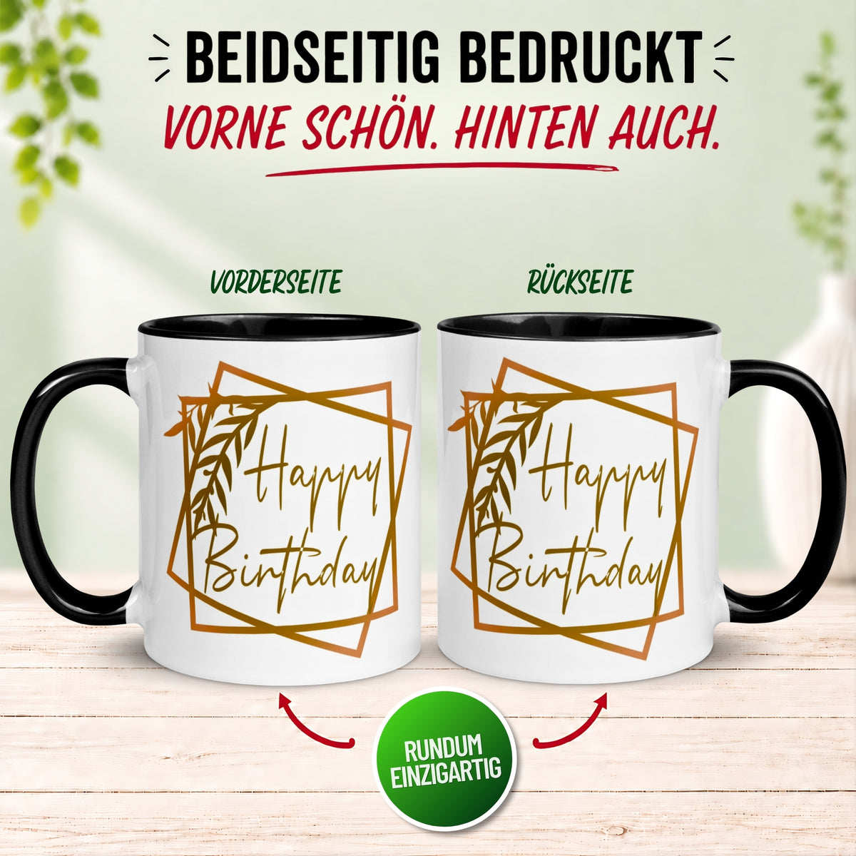 Tasse Geburtstag – „Goldenes Happy Birthday“ – Geburtstagsgeschenk Mann Frau
