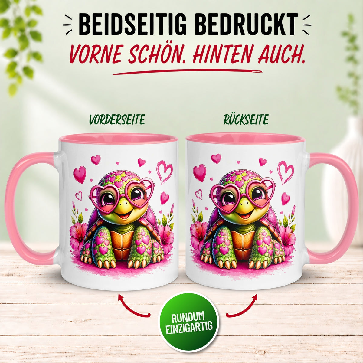Tasse Schildkröte – „Schildkröte mit Herzbrille“ – Ich liebe Dich Geschenk