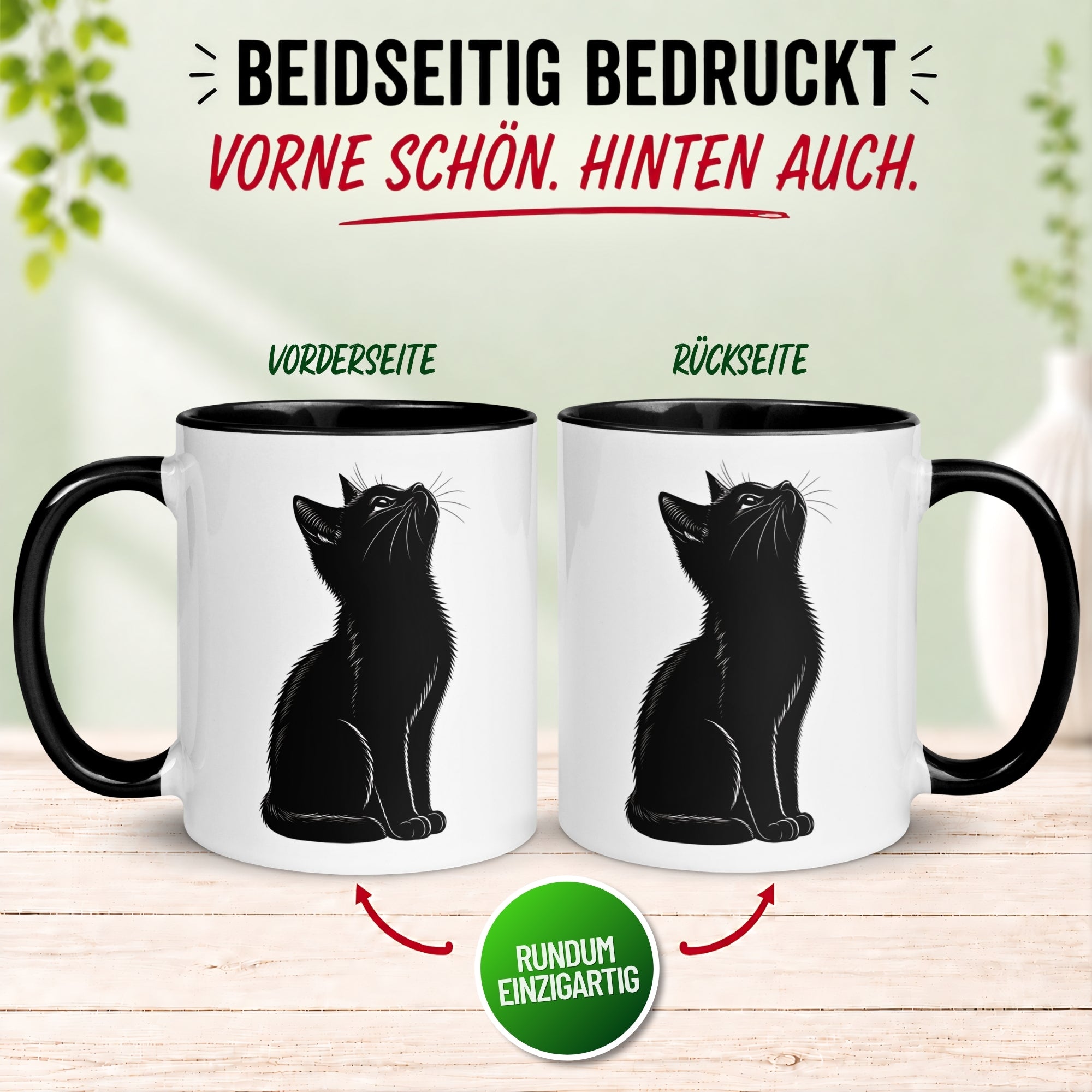 Tasse Katze – „Schwarze Katze“ – lustiger Katzen Geschenk Becher