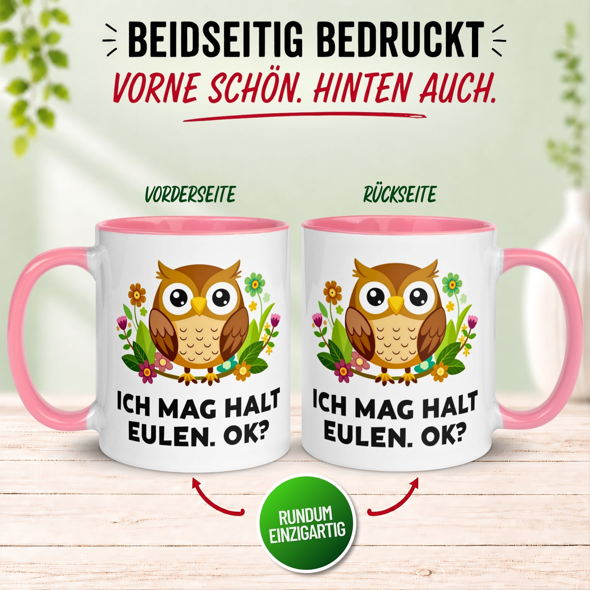 Tasse Eule – „Ich mag halt Eulen - OK“ – lustiger Eulen Geschenk Becher