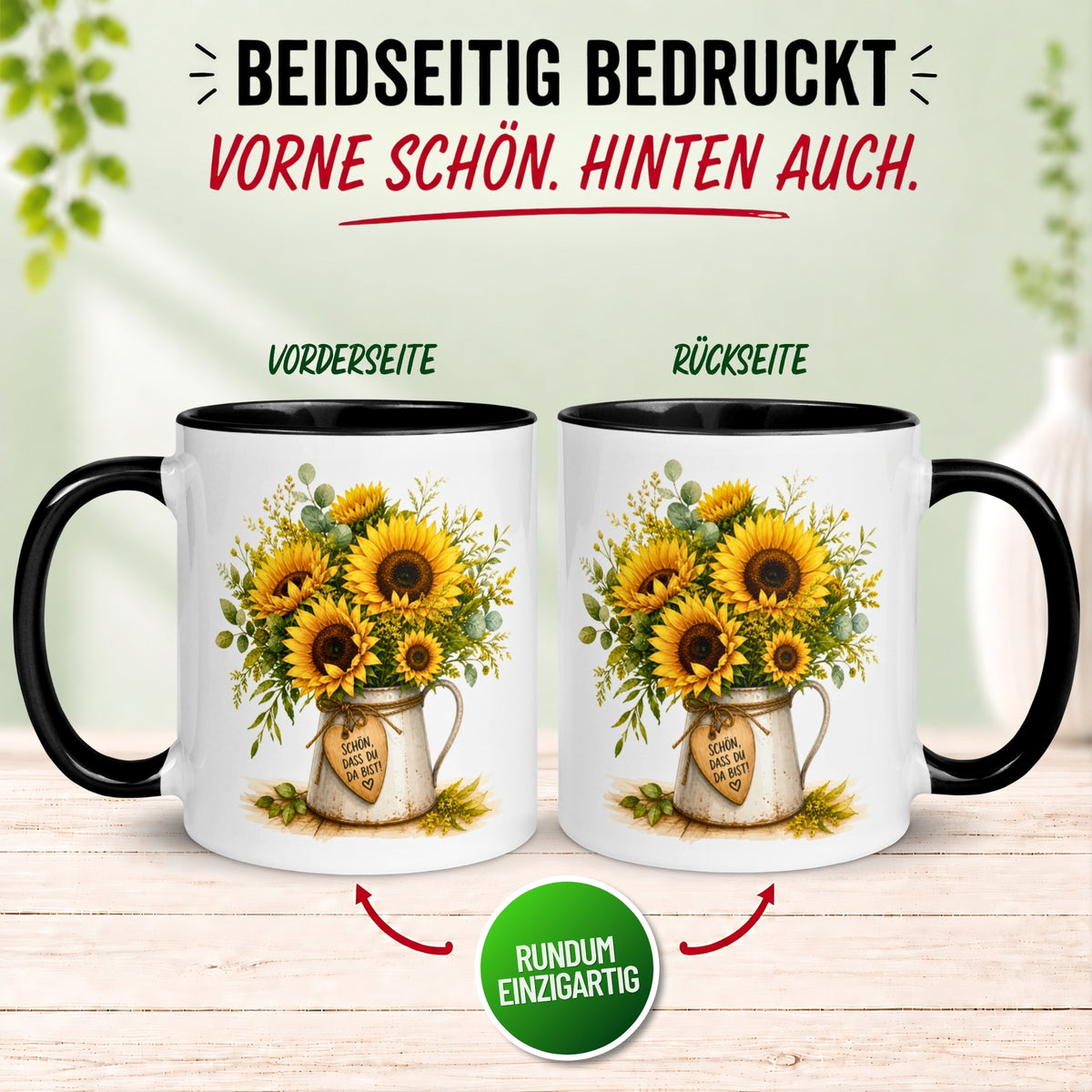 Tasse Danke – „Sonnenblumen - Schön dass du da bist“ – Dankeschön Geschenke