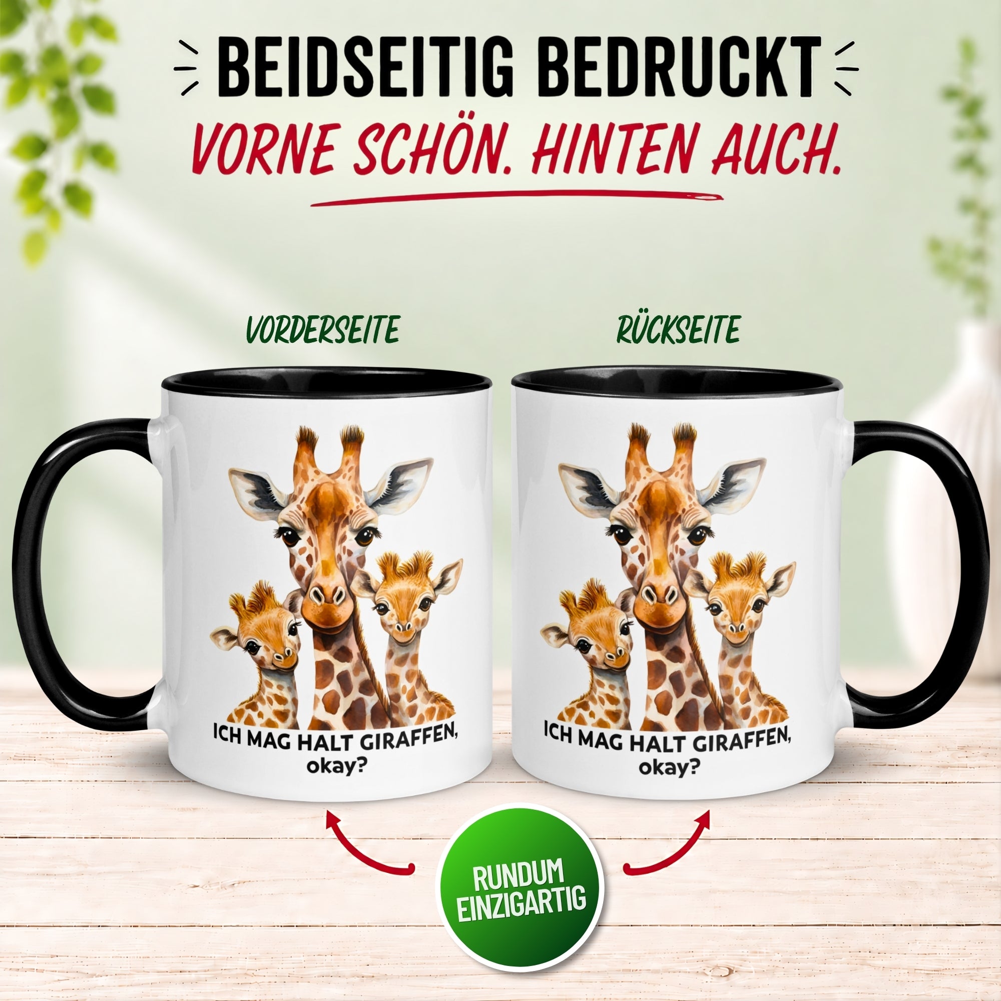 Tasse Giraffe – „Ich mag halt Giraffen - okay“ – lustiger Giraffen Geschenk Becher