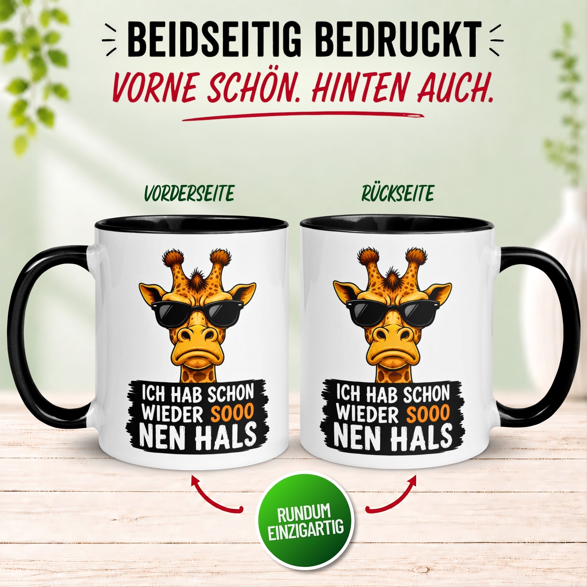Tasse Giraffe – „Ich hab sooo nen Hals“ – lustiger Giraffen Geschenk Becher