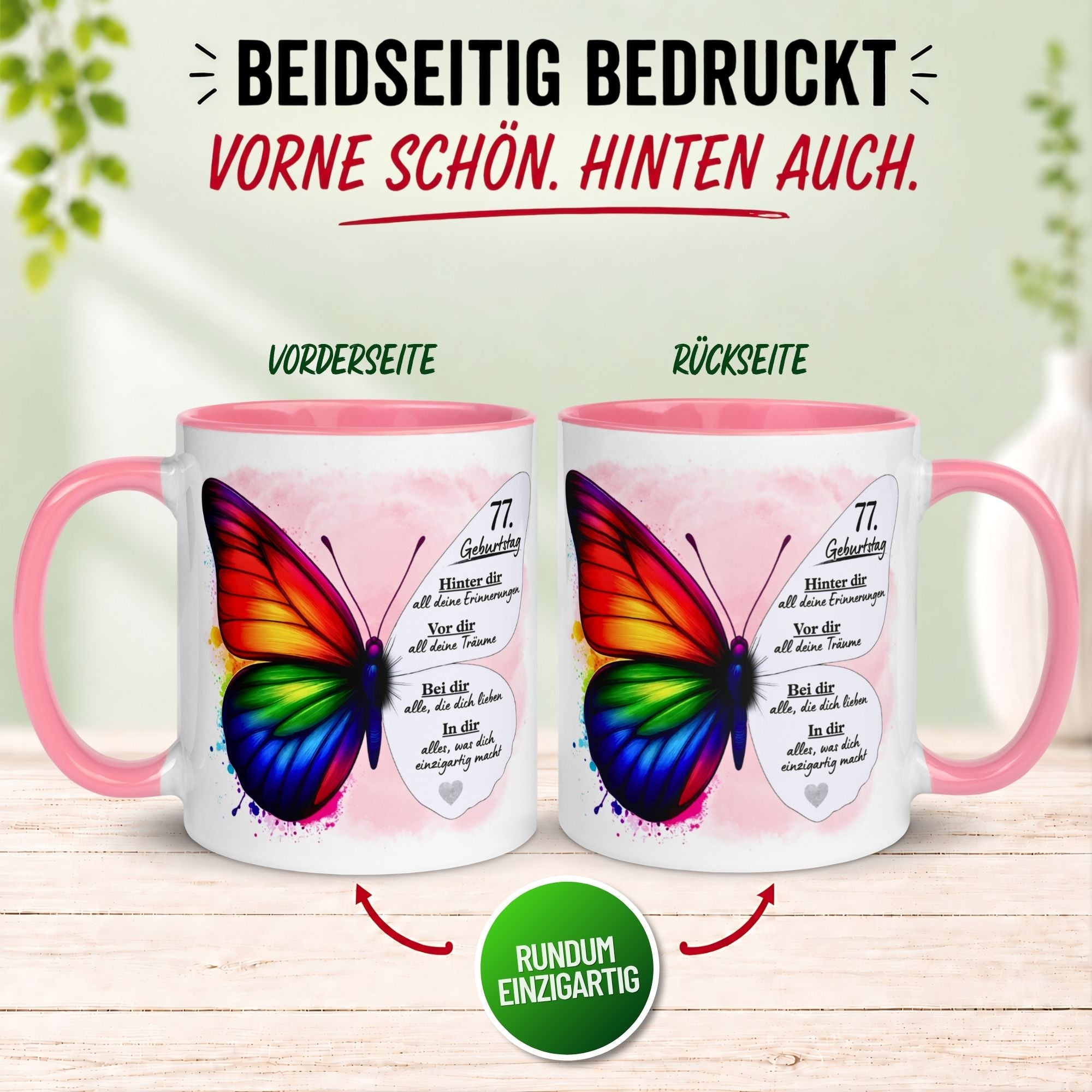 Tasse 77. Geburtstag Frau – „Weil du einzigartig bist“ – Geschenk zum Geburtstag Frauen