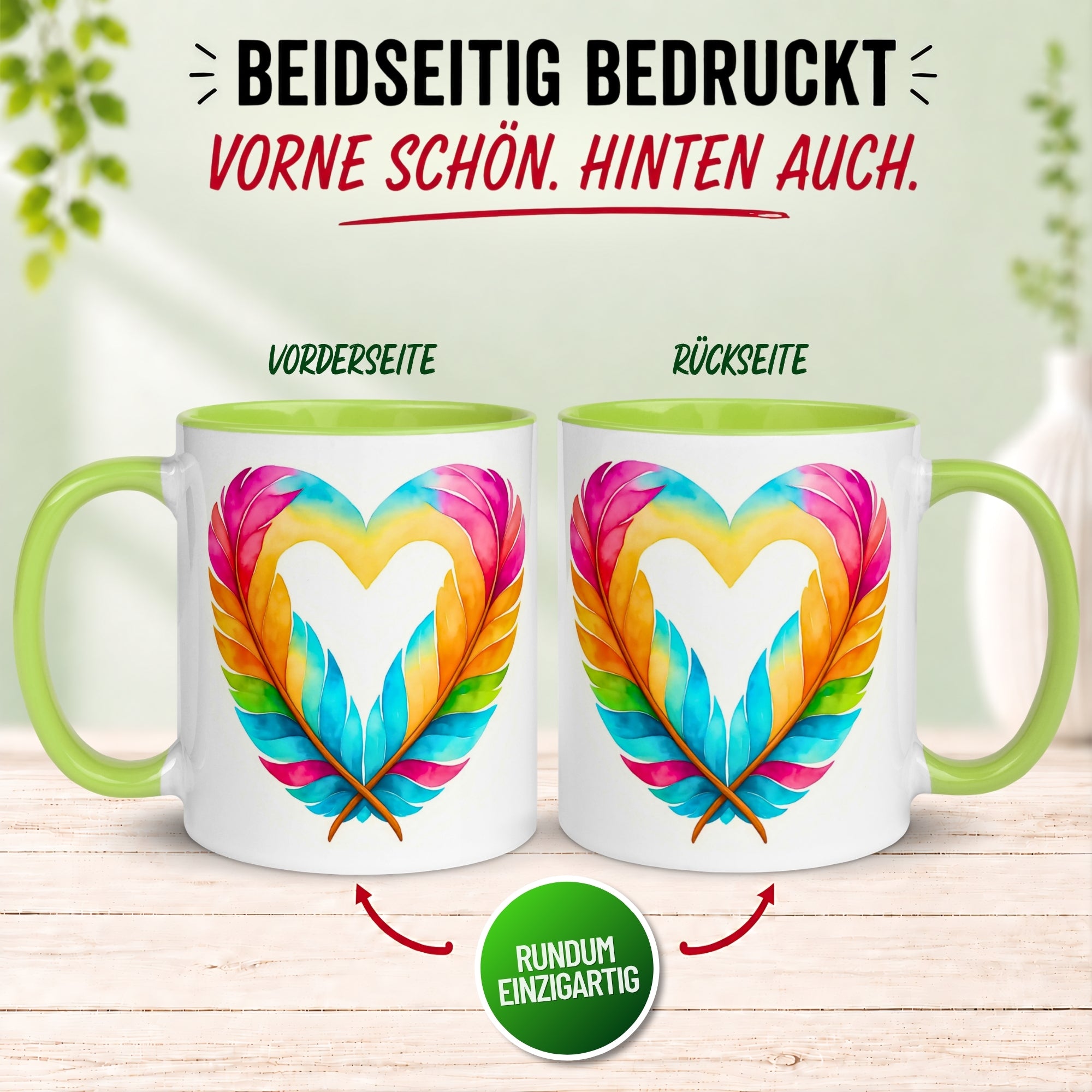 Tasse Liebe – „Herz aus Federn“ – Ich liebe Dich Geschenk Partner Jahrestag Valentinstag