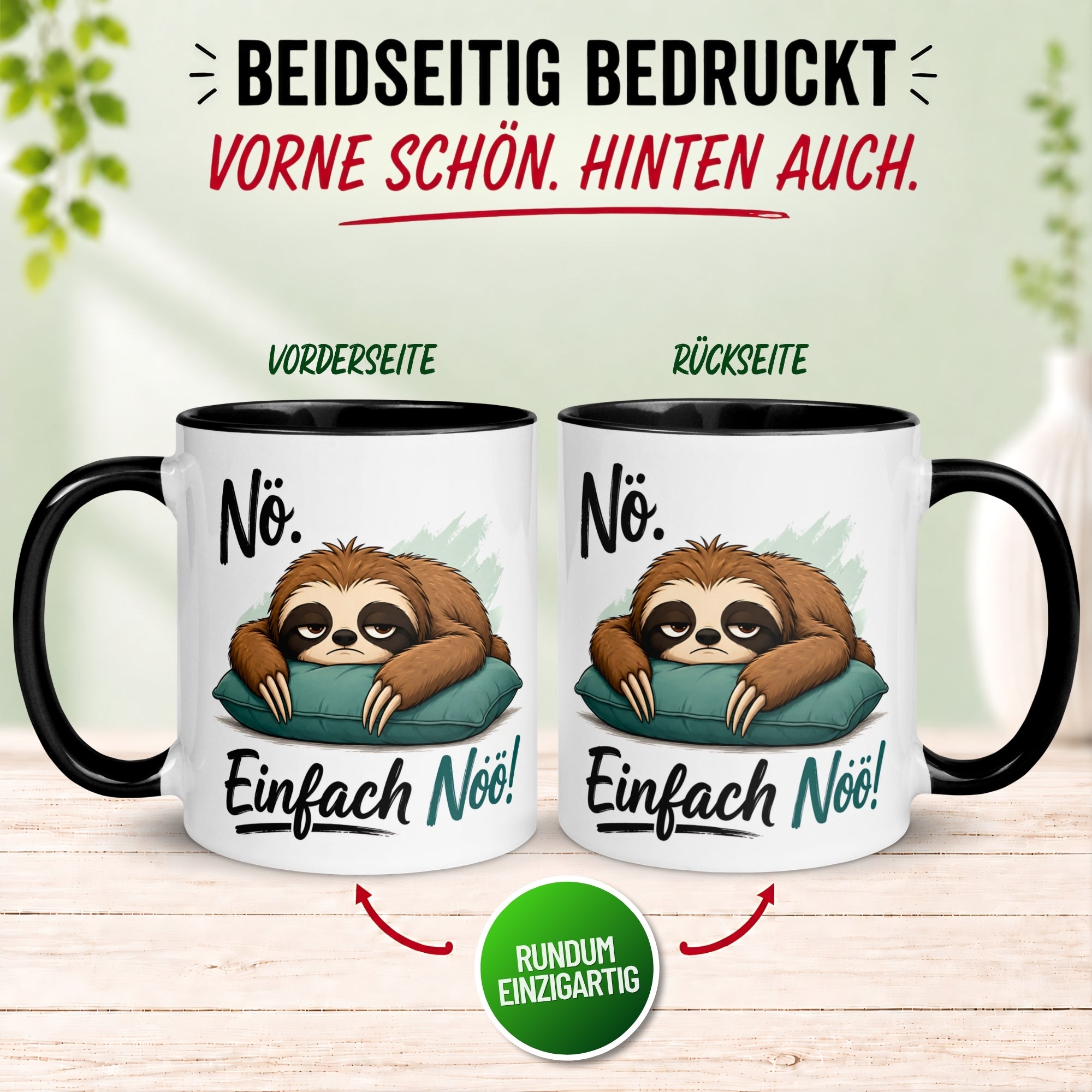 Tasse Faultier – „Nöö - Einfach Nö“ – lustiger Geschenk Becher für Kollegen