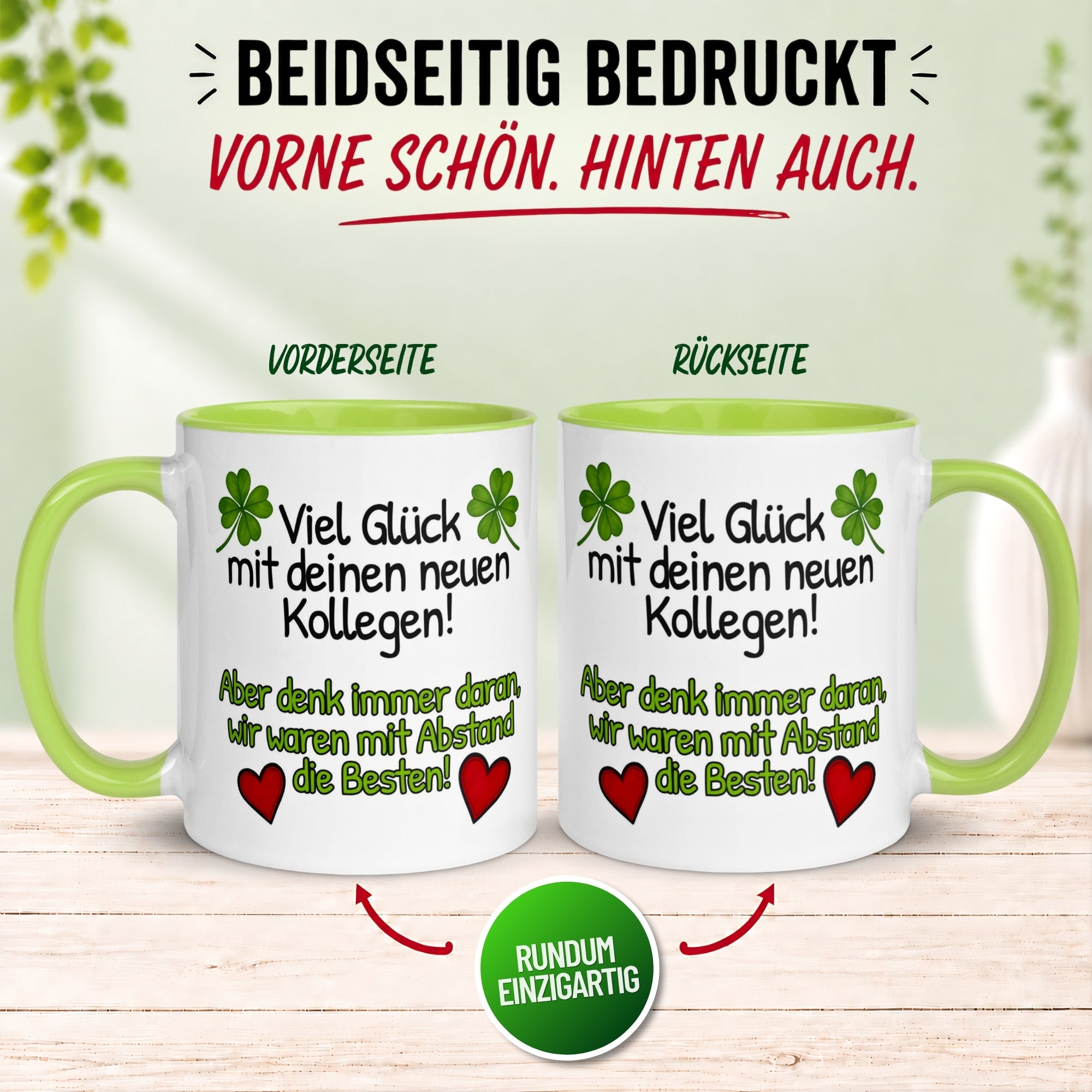 Tasse Abschied – „Viel Glück mit deinen neuen Kollegen“ – Abschiedsgeschenk Kollegin