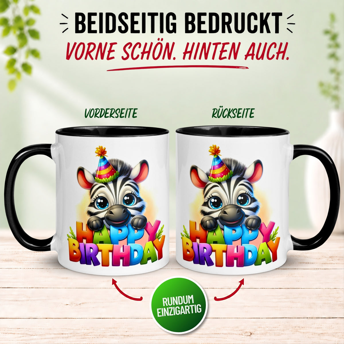 Tasse Geburtstag – „Happy Birthday Zebra“ – Geburtstagsgeschenk Junge Mädchen