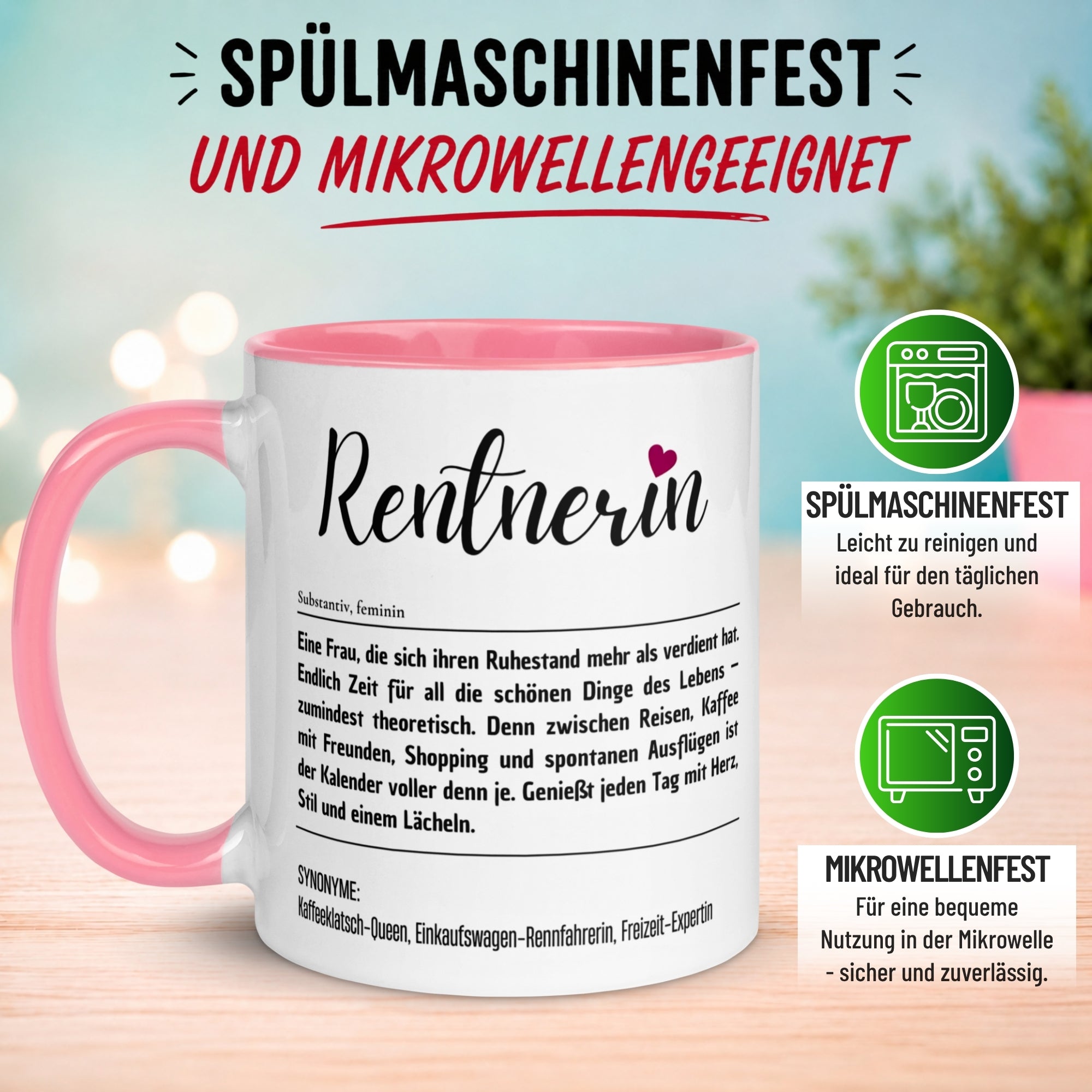 Tasse Rente Frau – „Definition Rentnerin“ – Geschenk Renteneintritt Ruhestand