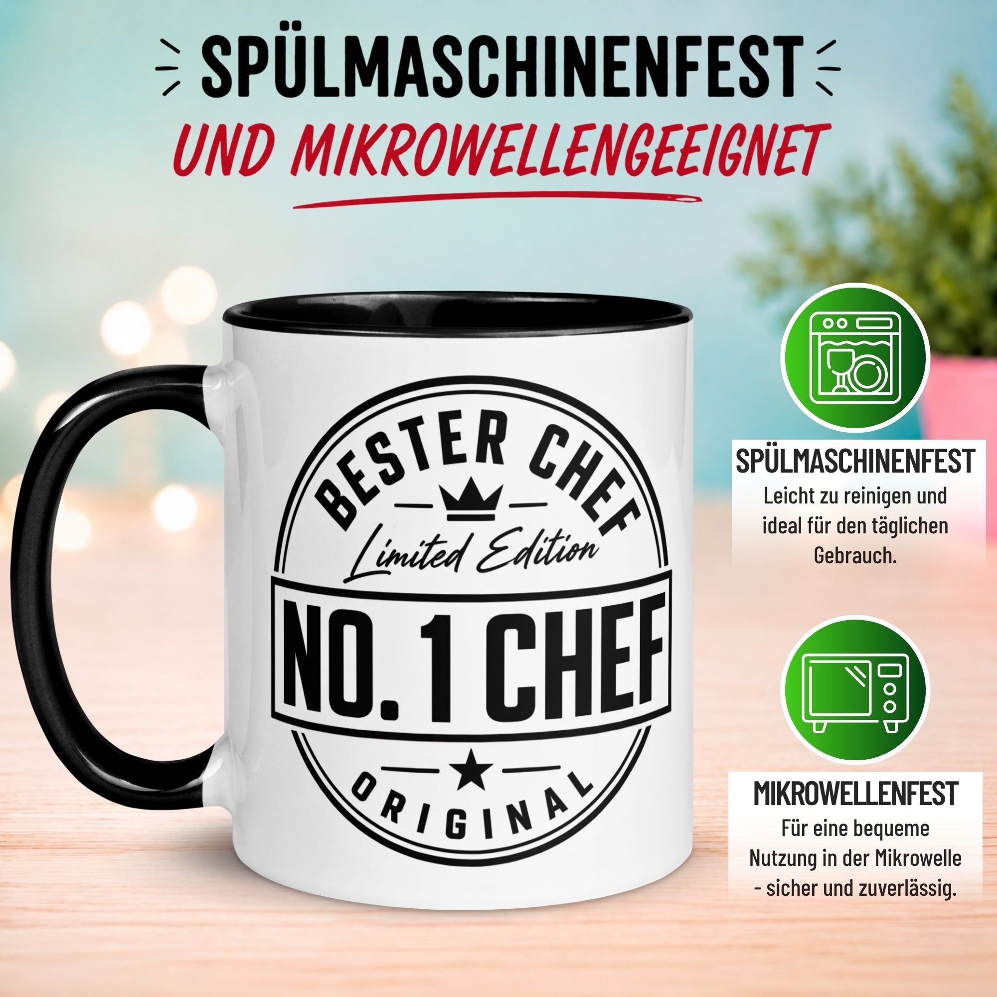 Tasse Chef – „Limited Edition - No. 1 Chef“ – Geschenk Becher Bester Chef