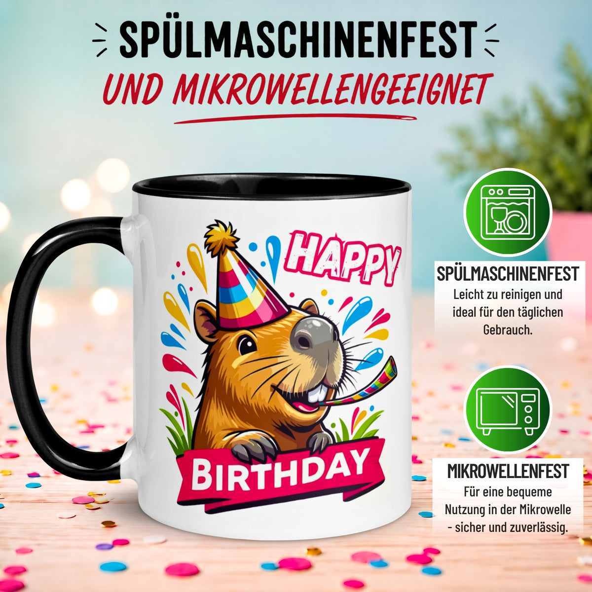 Tasse Geburtstag – „Happy Birthday - Capybara“ – Geburtstagsgeschenk Mann Frau
