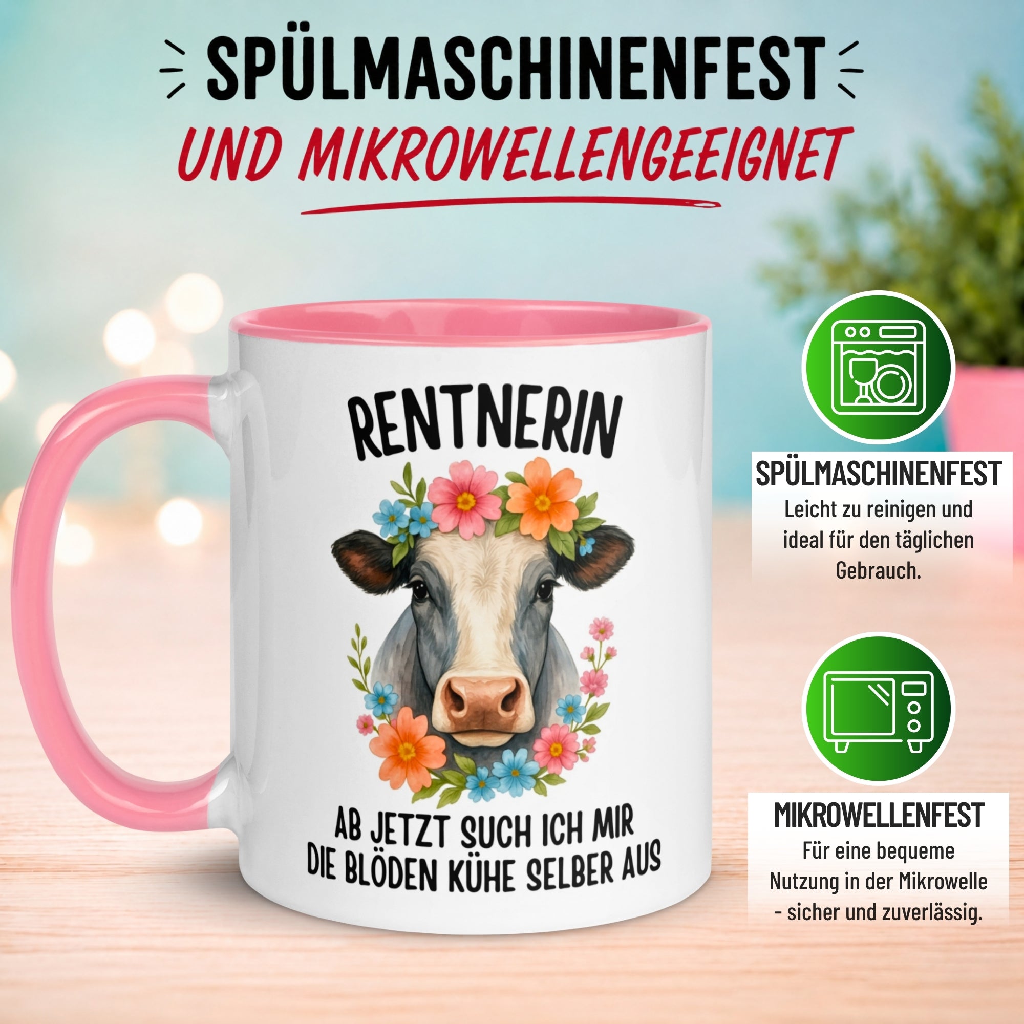 Tasse Rentnerin – „Ab jetzt such ich mir die blöden Kühe selber aus“ – Geschenk Rente Frau