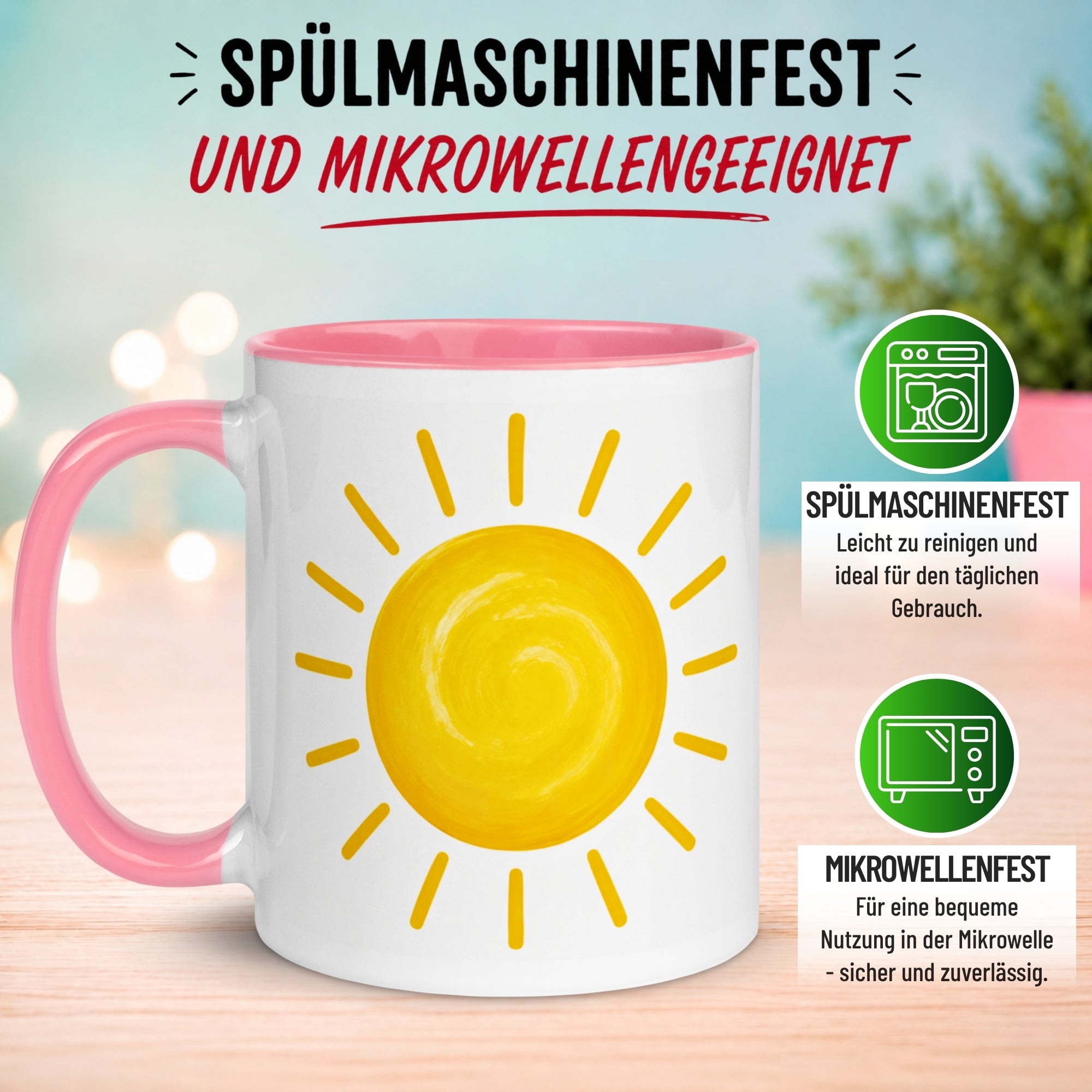 Tasse Sonne – „Schöner kann der Tag nicht beginnen“ – Lustiges Morgenmuffel Geschenk