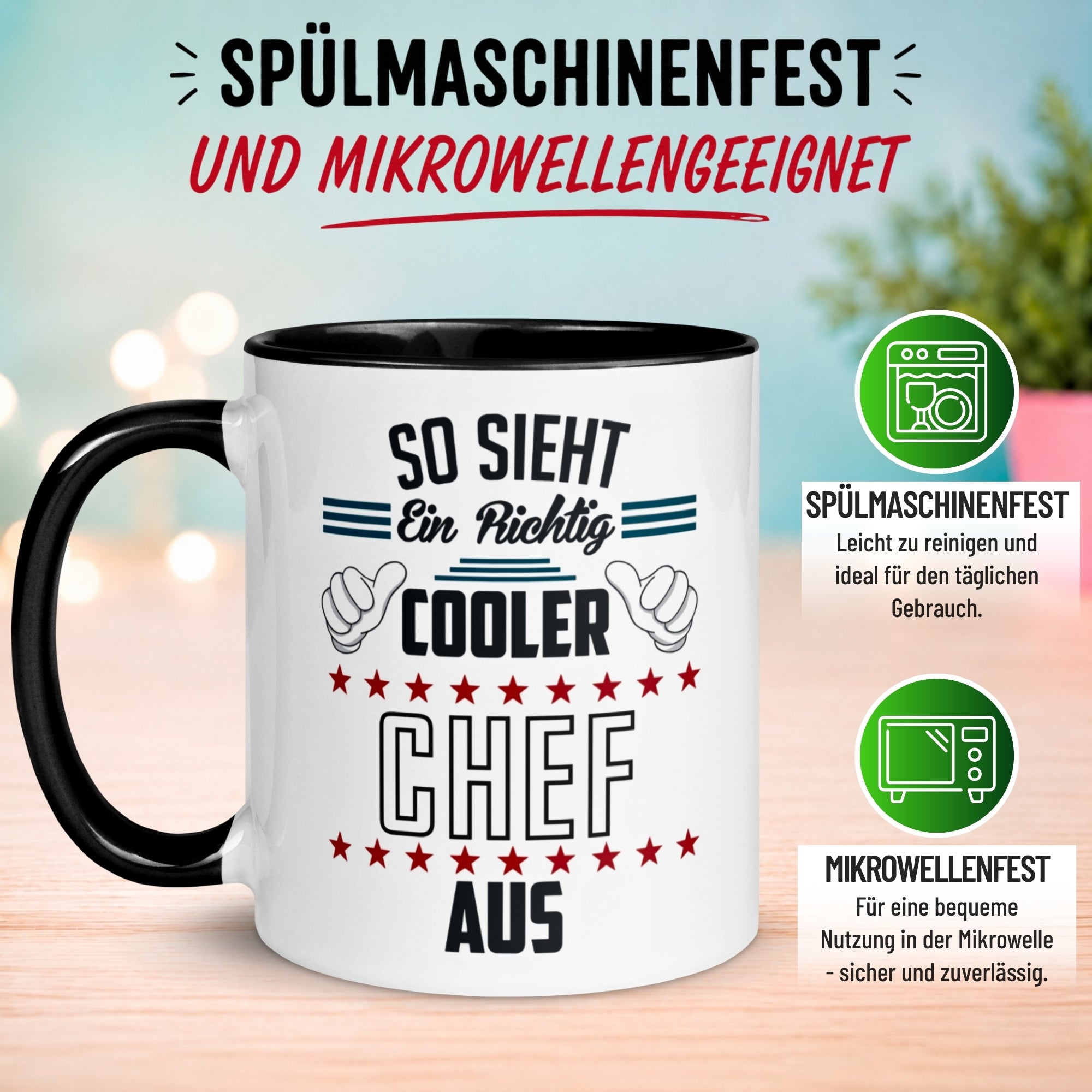 Tasse Chef – „So sieht ein richtig cooler Chef aus“ – Geschenk Bester Chef