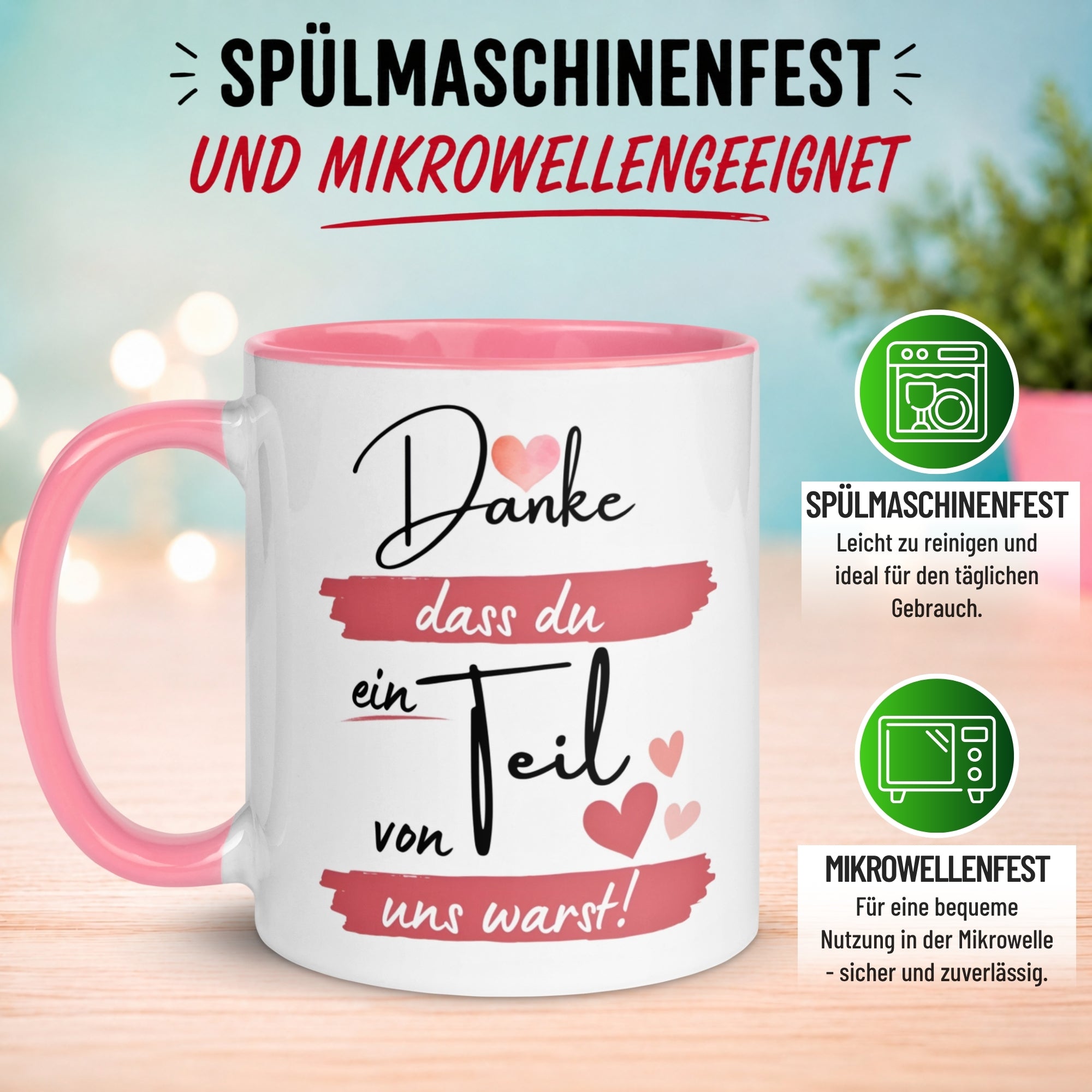 Tasse Abschied – „Danke dass du ein Teil von uns warst“ – Abschiedsgeschenk Kollegin