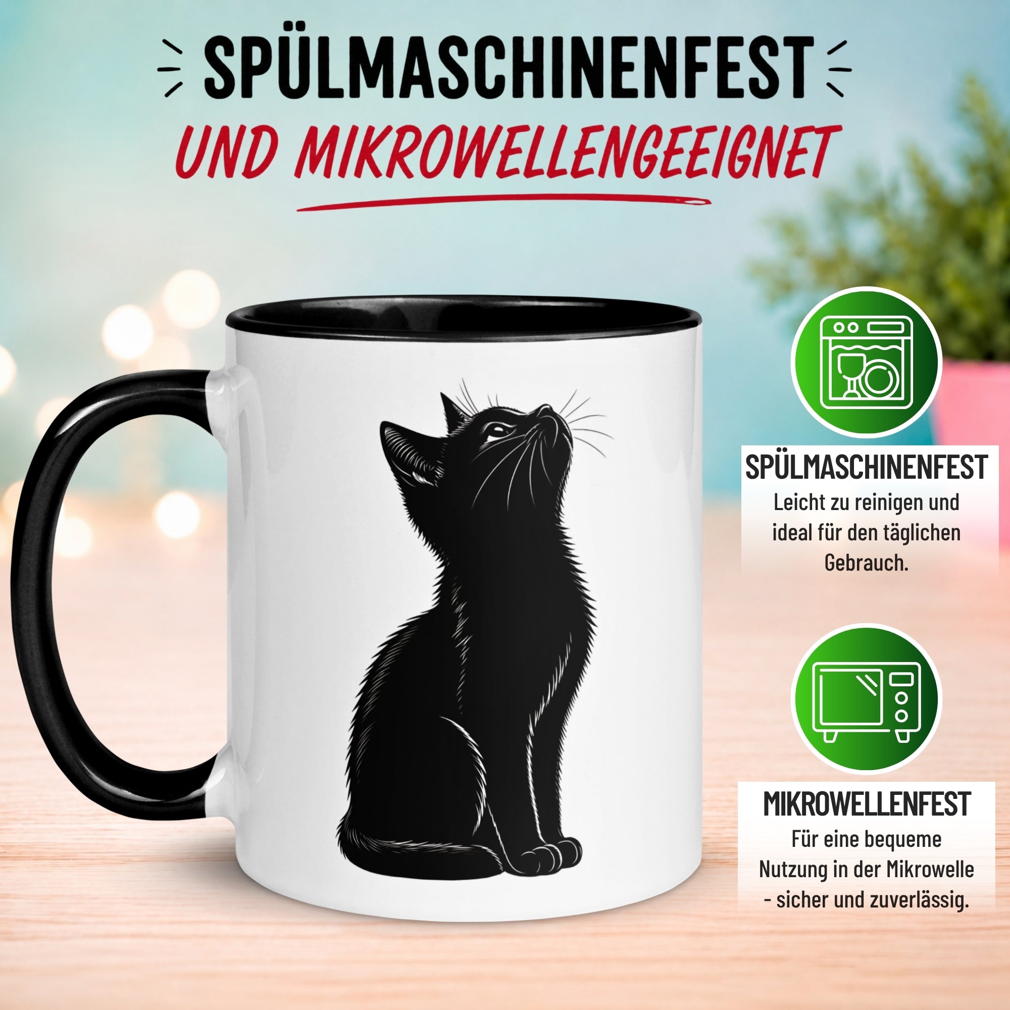 Tasse Katze – „Schwarze Katze“ – lustiger Katzen Geschenk Becher