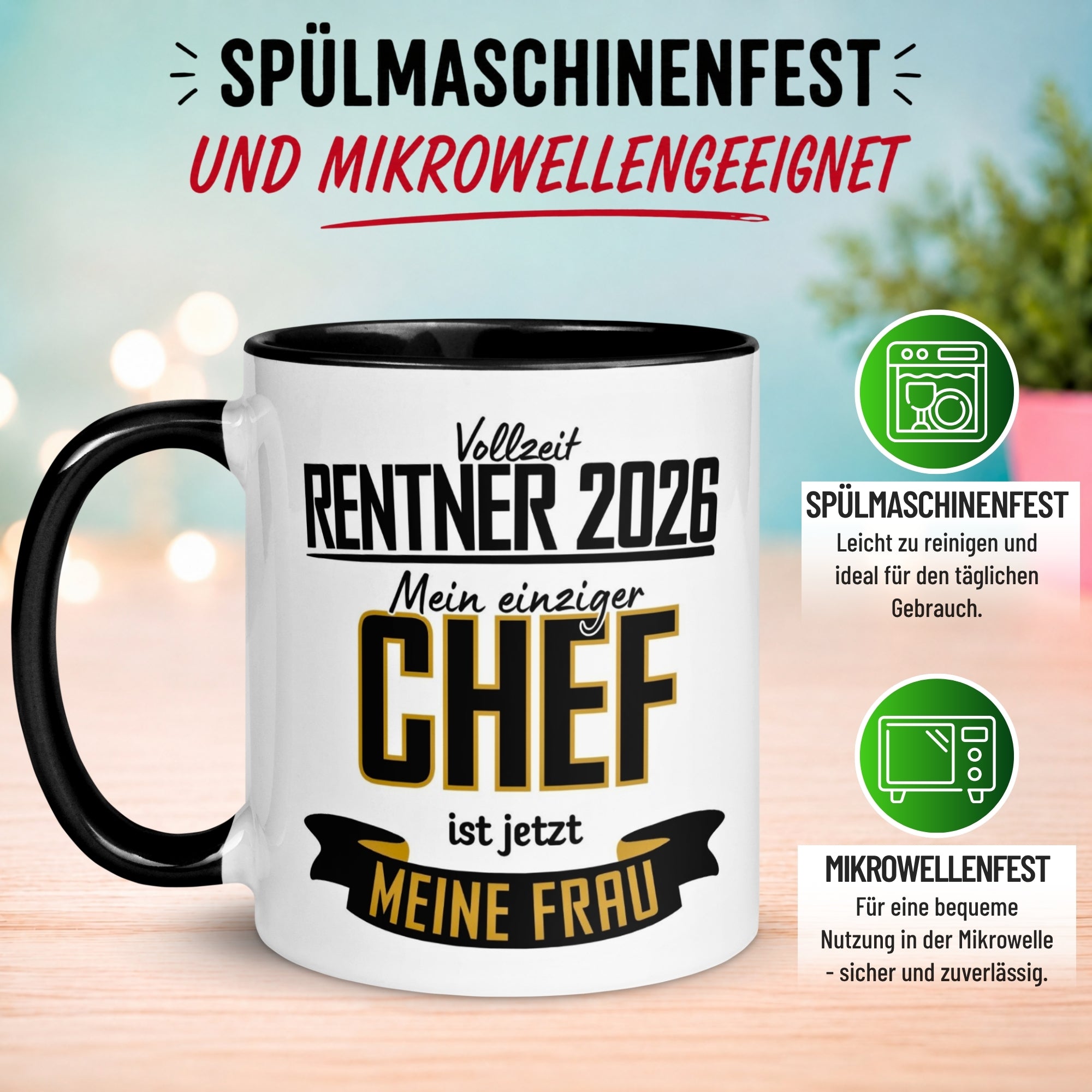 Tasse Rentner 2026 – „Mein einziger Chef ist meine Frau“ – Geschenk Rentenbeginn Mann
