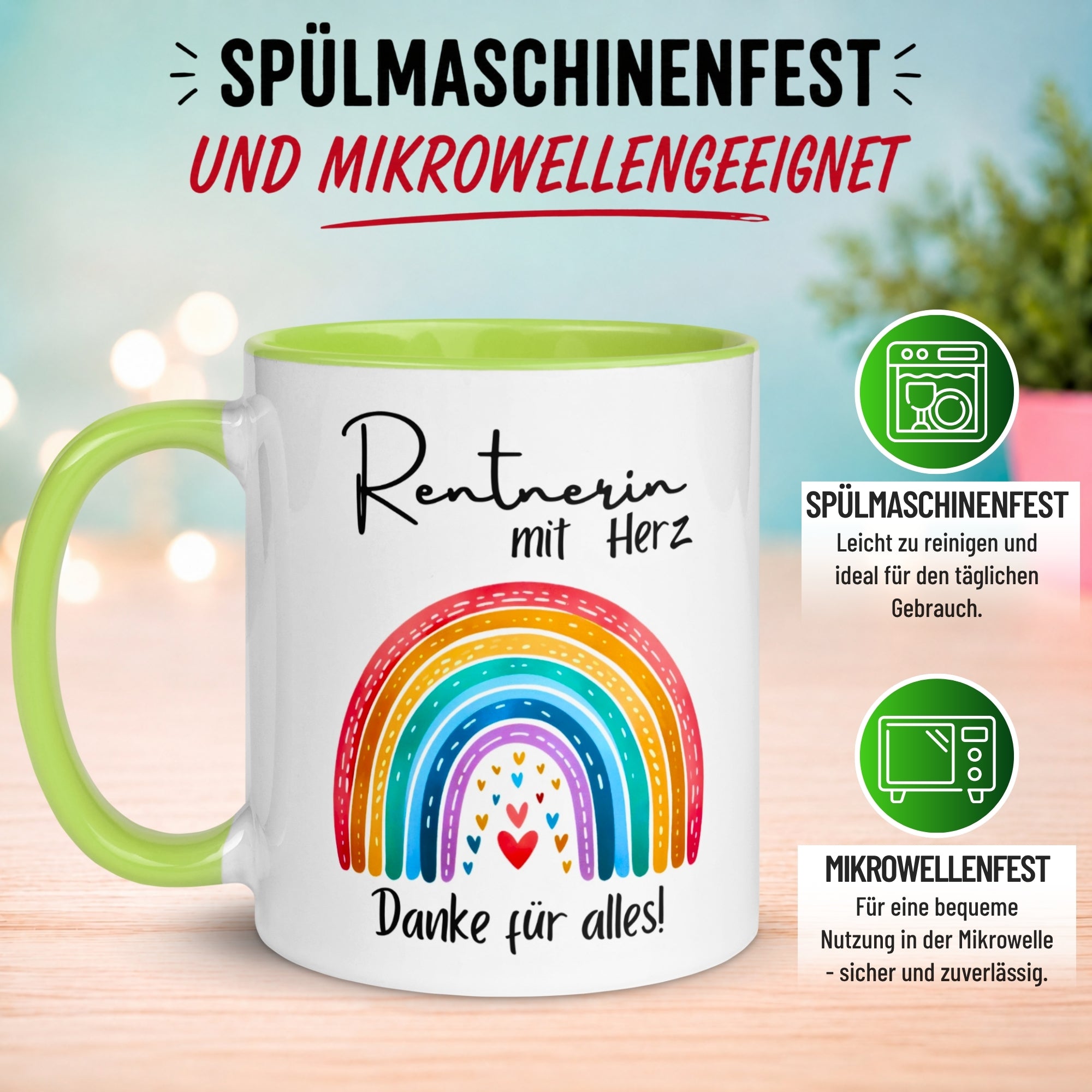Tasse Rentnerin – „Rentnerin mit Herz – Danke für alles“ – Geschenk Rente Frau