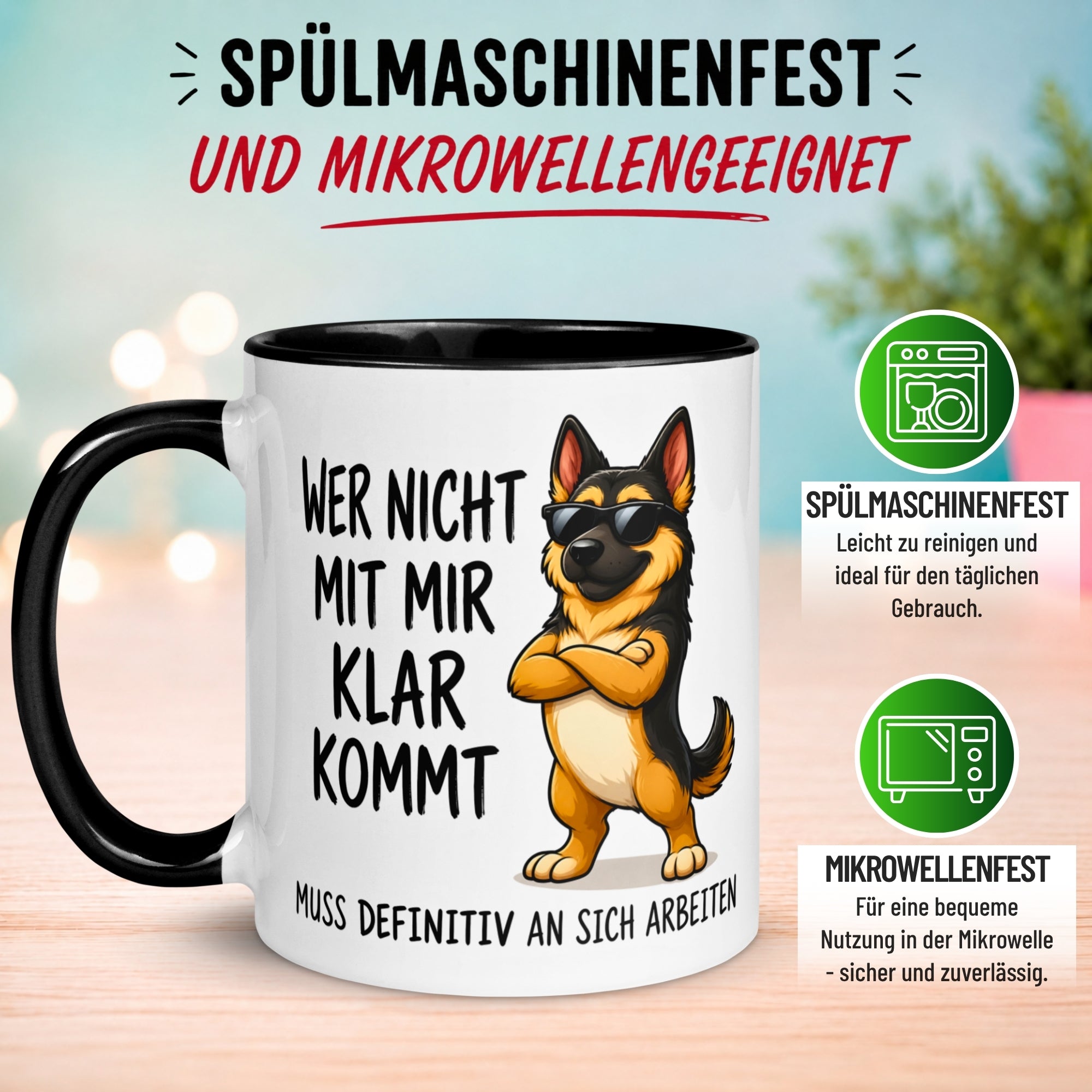 Tasse Hund – „Wer nicht mit mir klar kommt“ – Lustiger Geschenk Mann Frau