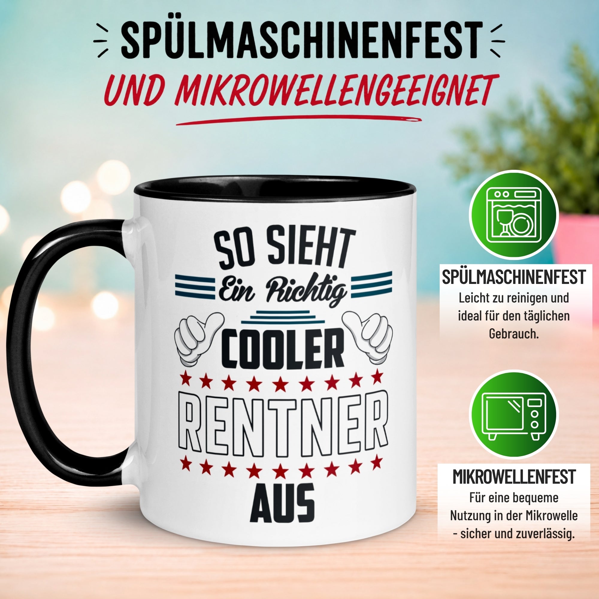 Tasse Rentner – „So sieht ein richtig cooler Rentner aus“ – Geschenke Abschied Pension