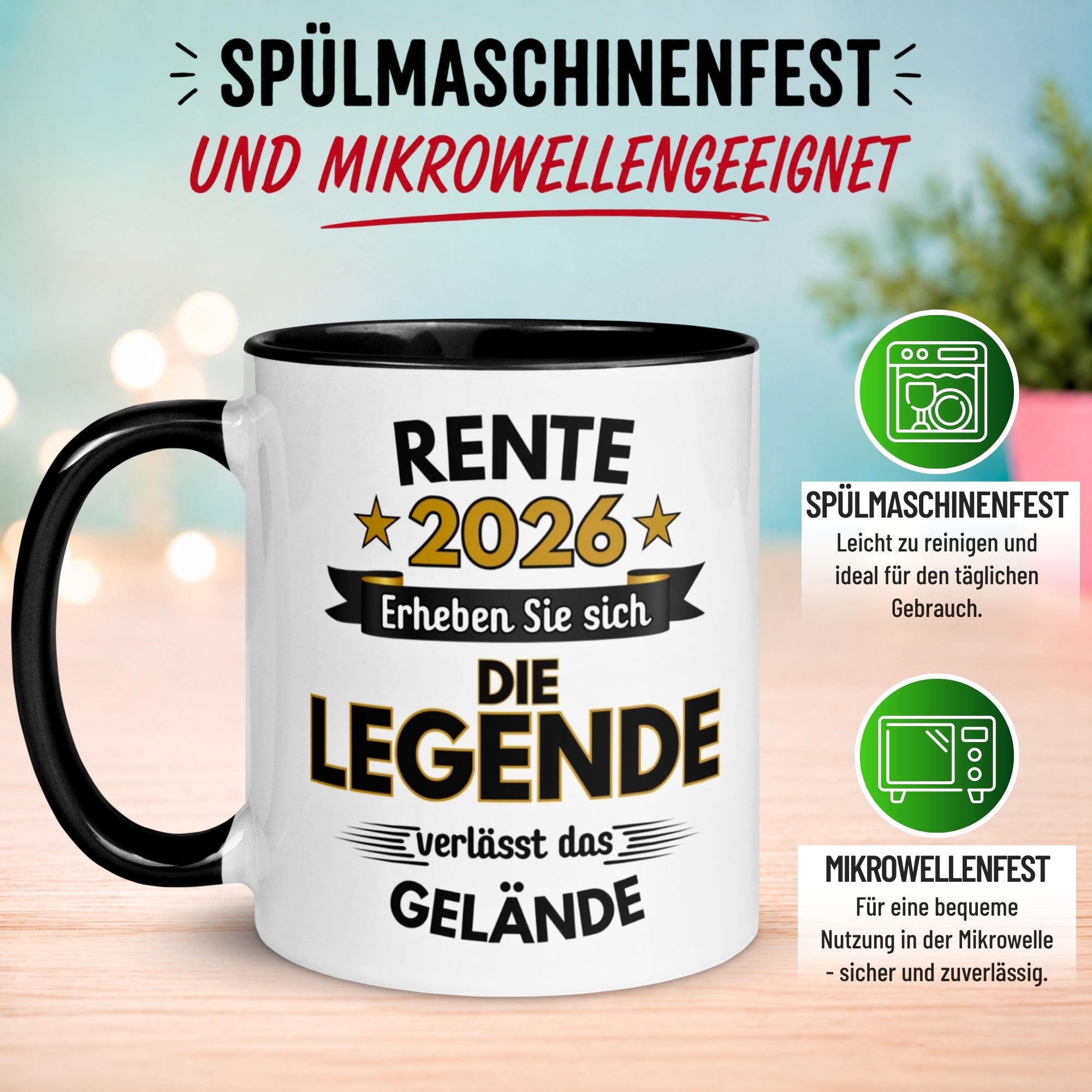 Tasse Rente – „Legende verlässt Gelände“ – Geschenk Renteneintritt Männer Frauen