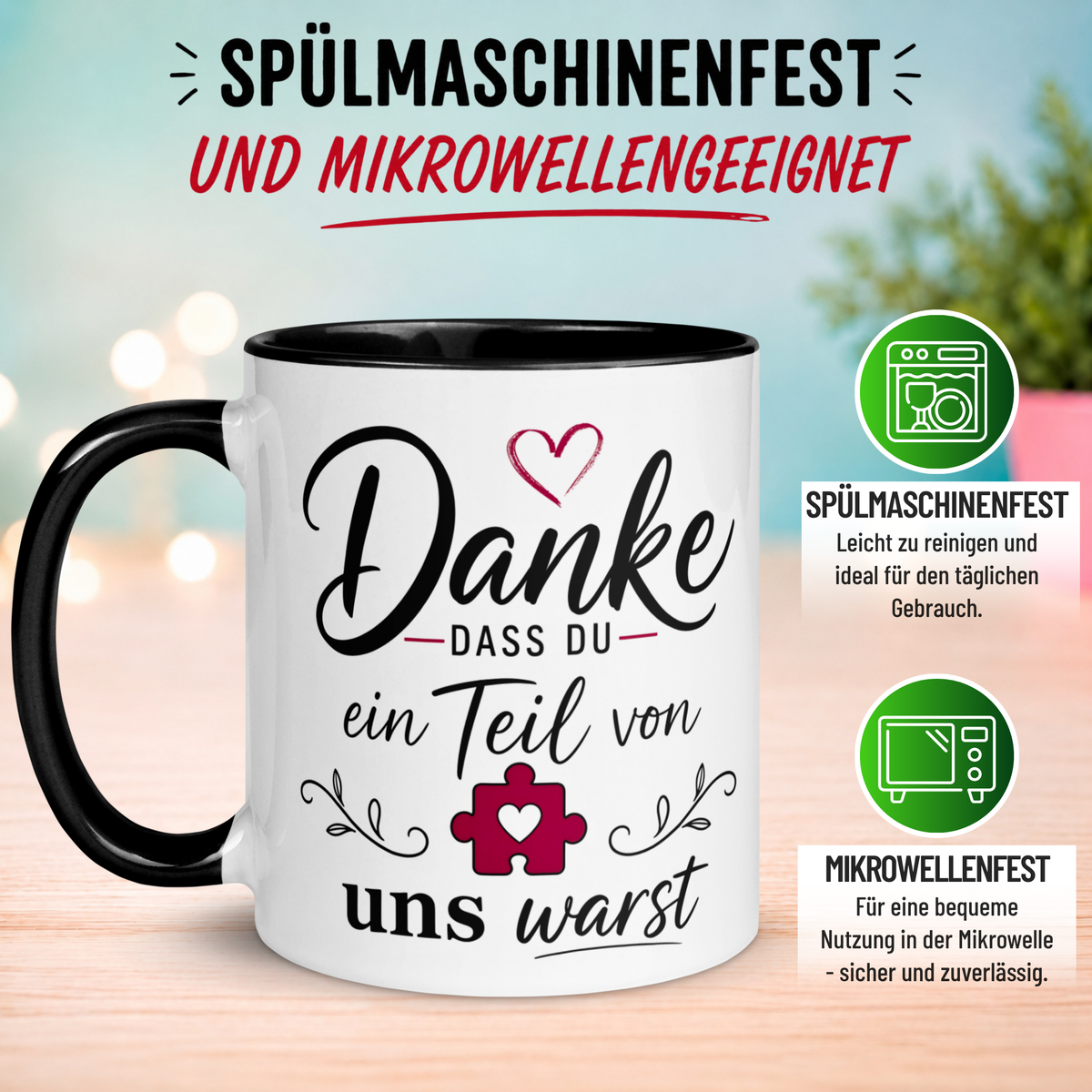 Tasse Abschied – „Danke dass du ein Teil von uns warst“ – Abschiedsgeschenk Kollegen