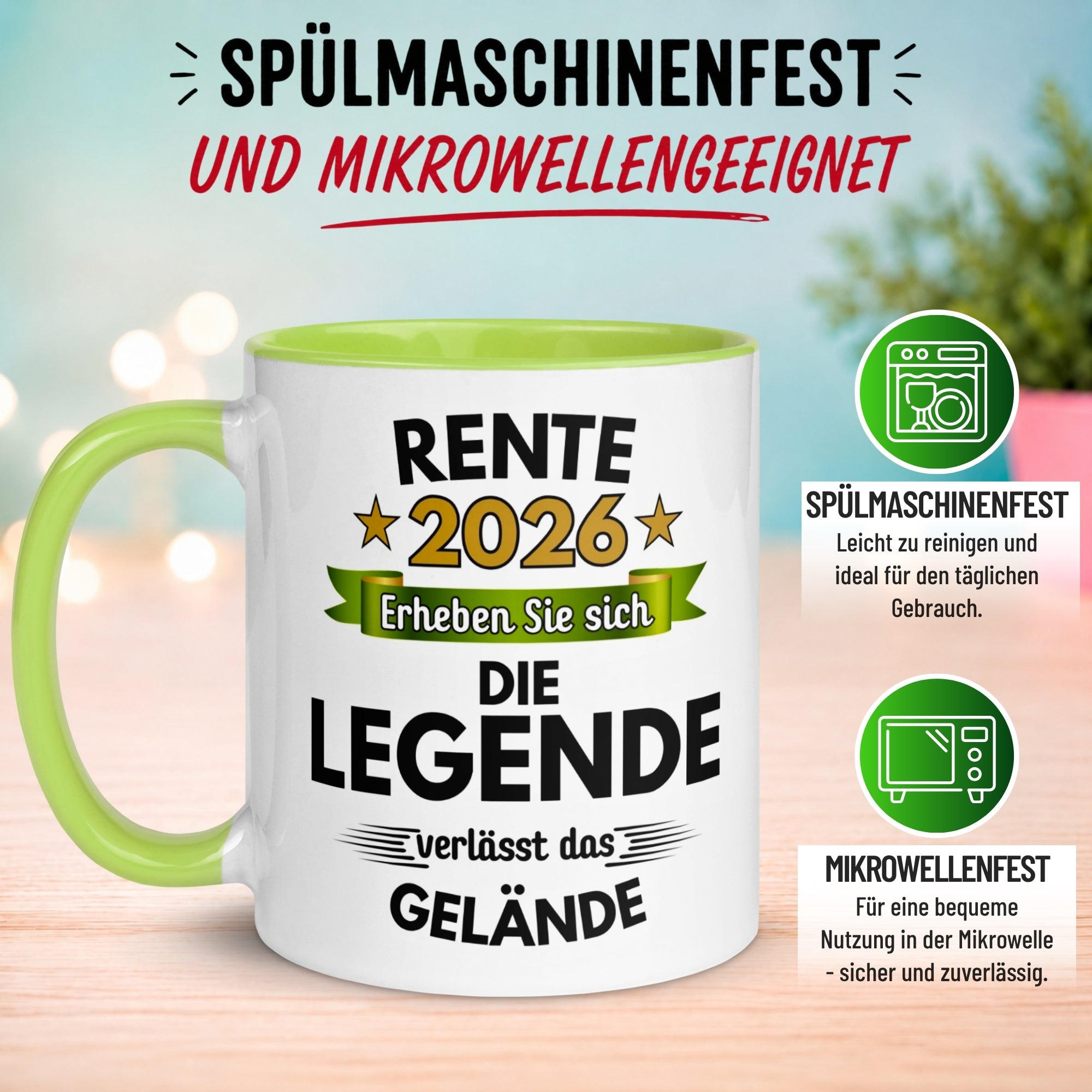 Tasse Rente – „Die Legende verlässt das Gelände“ – Geschenk zum Rentenbeginn