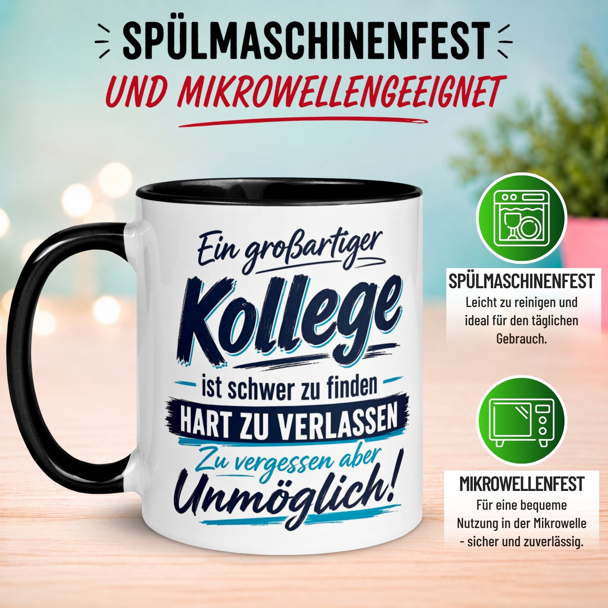 Tasse Kollege – „Ein großartiger Kollege ist schwer zu finden“ – Geschenk Abschied Arbeitskollege