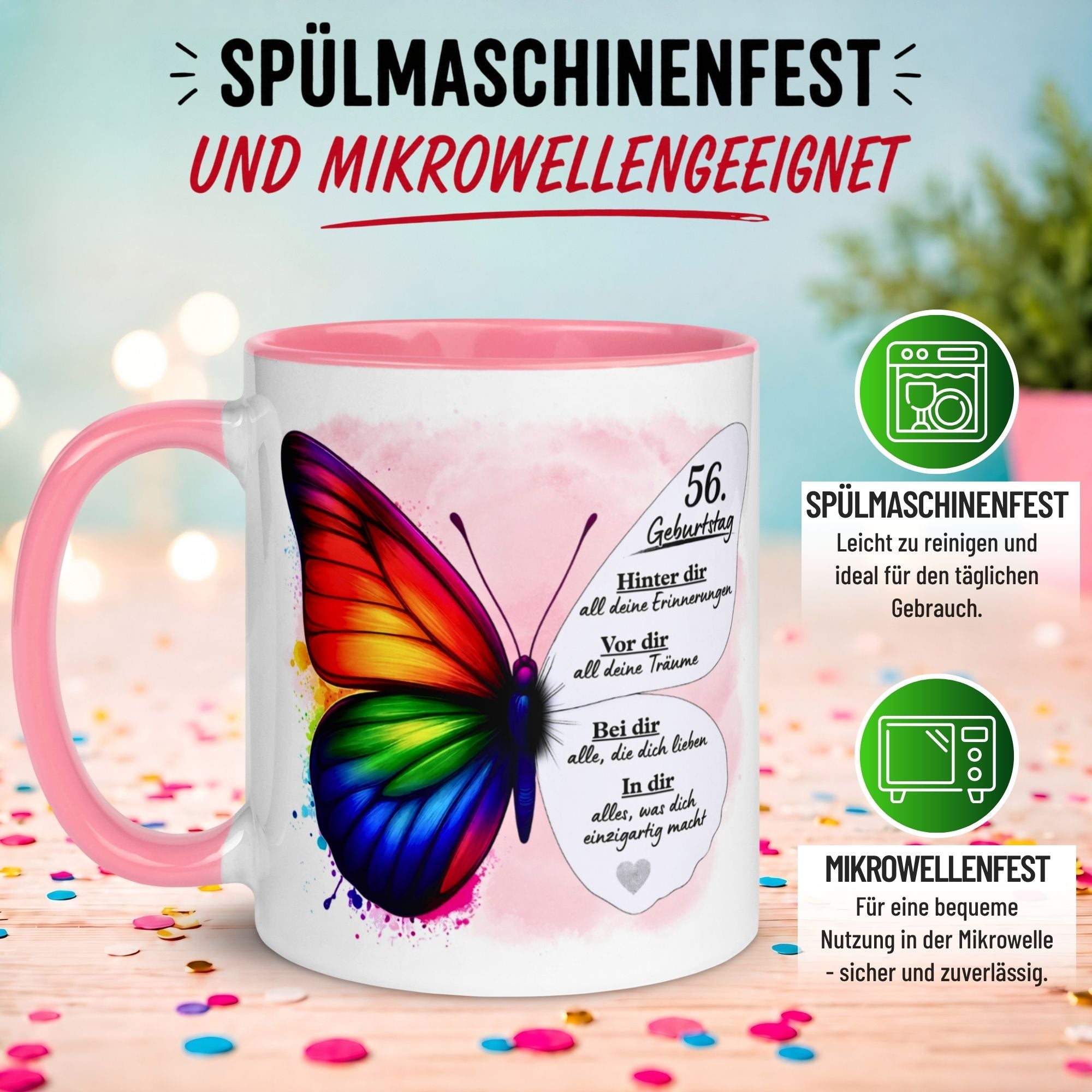 Tasse 56. Geburtstag Frau – „Weil du einzigartig bist“ – Geschenk zum Geburtstag Frauen