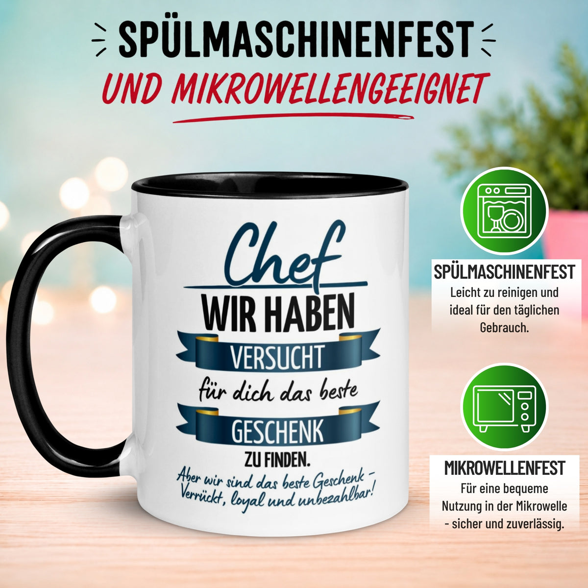 Tasse Chef – „Wir haben versucht das beste Geschenk zu finden“ – Geschenk Becher