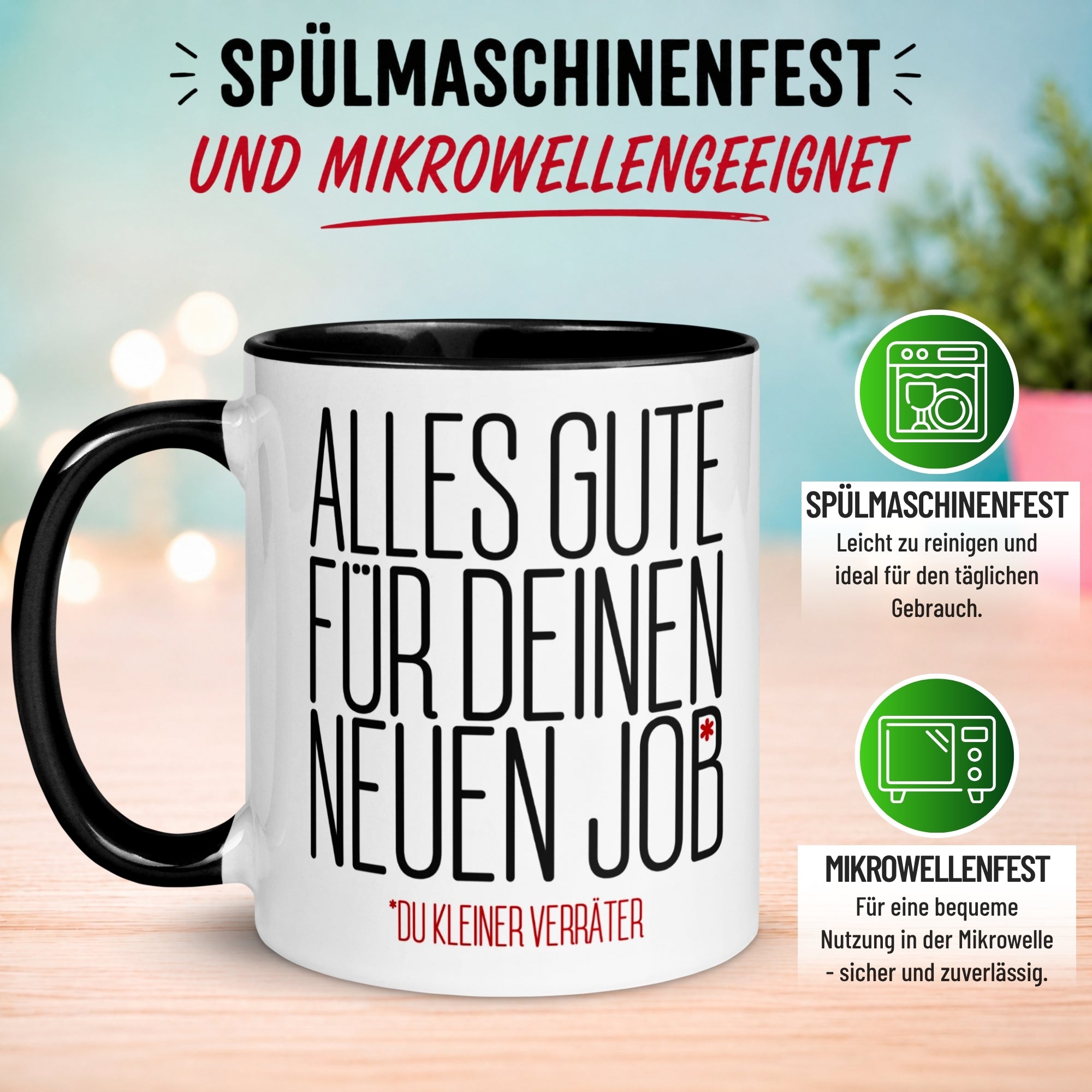 Tasse Abschied – „Alles gute für deinen neuen Job“ – Abschiedsgeschenk Kollegen/Kollegin