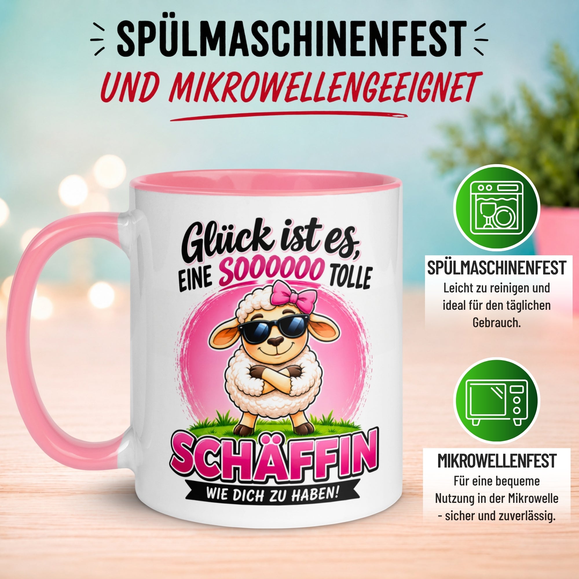 Tasse Chefin – „Glück ist es eine Schäffin wie dich zu haben“ – Geschenk Beste Chefin
