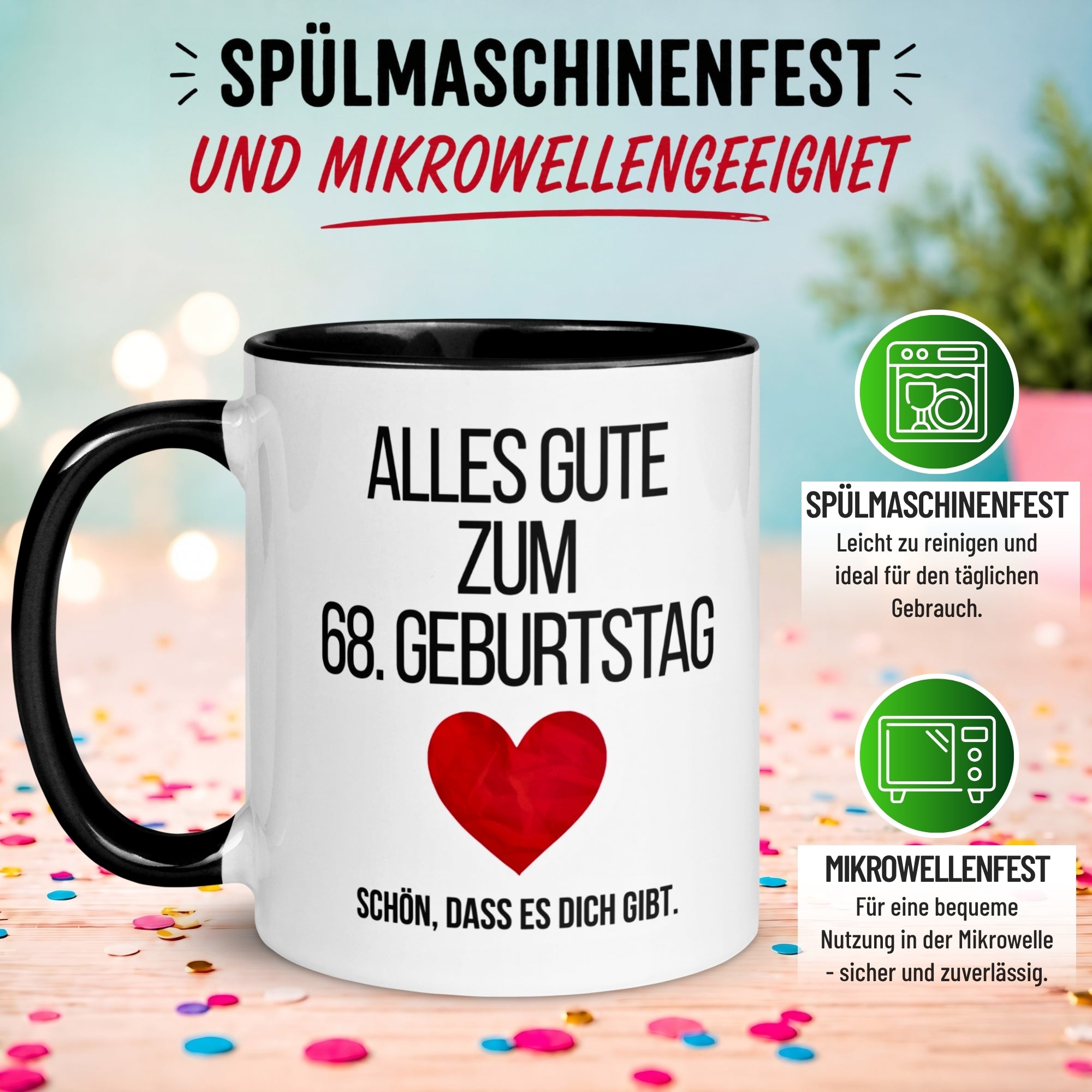 Tasse 68. Geburtstag Mann Frau – „Alles Gute zum Geburtstag“ – Geschenk zum Geburtstag Männer Frauen