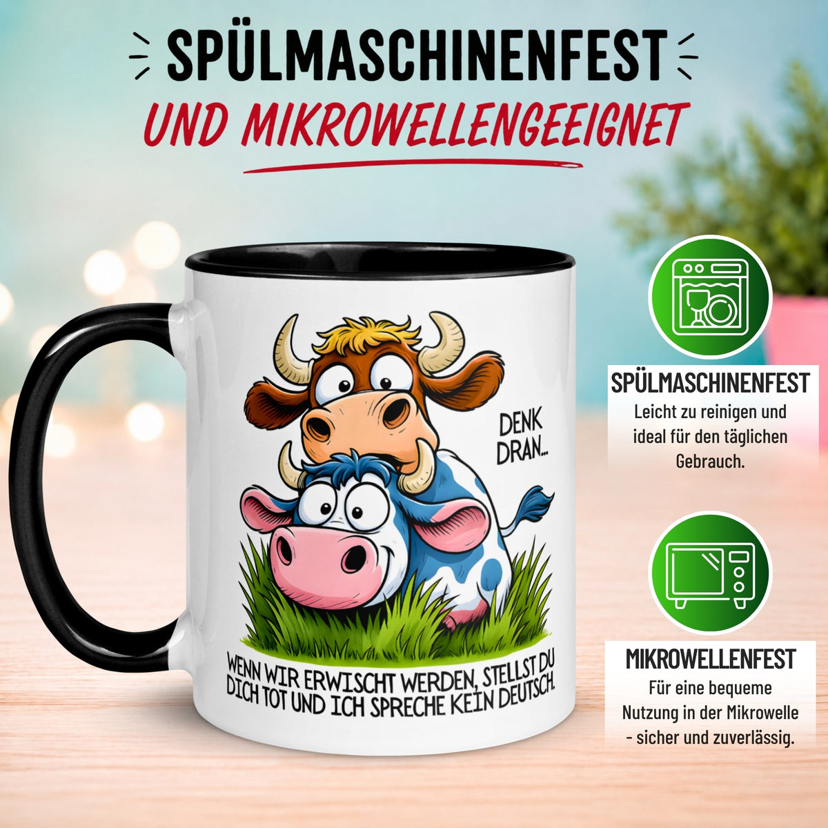 Tasse Kuh – „Wenn wir erwischt werden“ – lustiger Geschenk Becher für Bauernhof Fan
