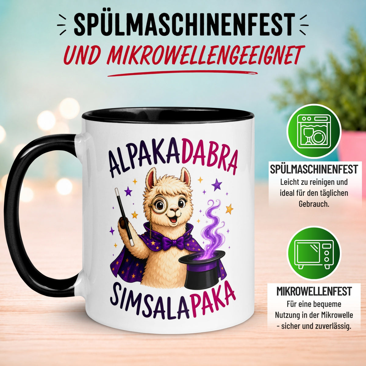 Tasse Alpaka – „Alpakadabra und Simsalapaka“ – lustiger Geschenk Becher