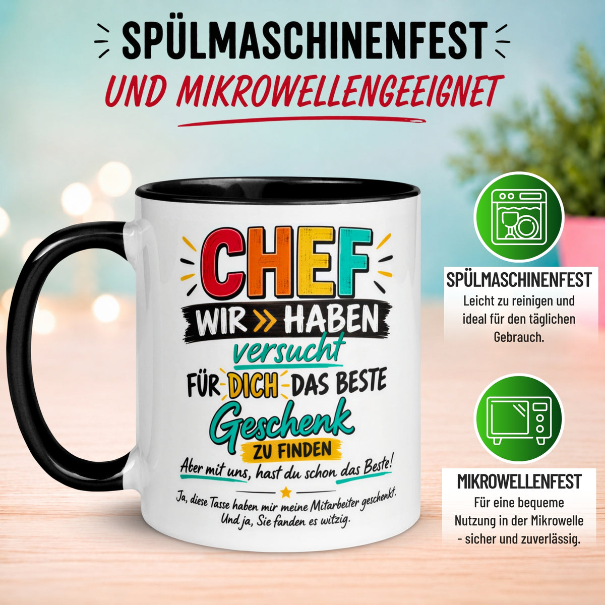 Tasse Chef – „Für dich das beste Geschenk“ – Kaffeetasse Bester Chef