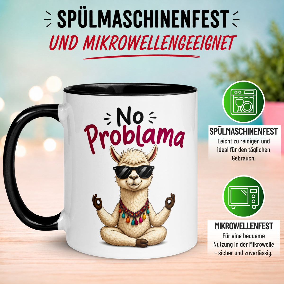 Tasse Lama – „NO PROBLAMA“ – lustiger Lama Geschenk Becher